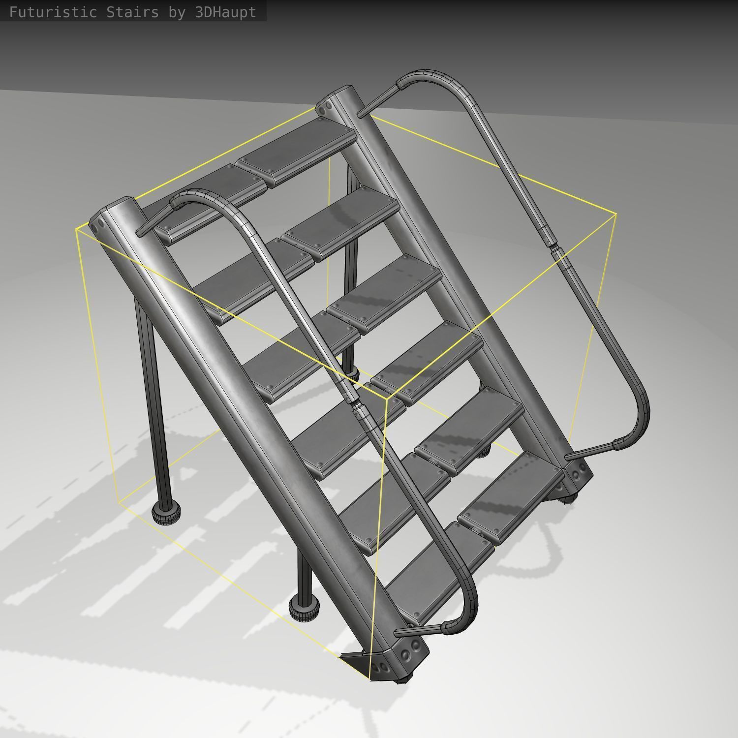 Futuristic Stairs - 20 - Basic Textures Low-poly 3D model_19