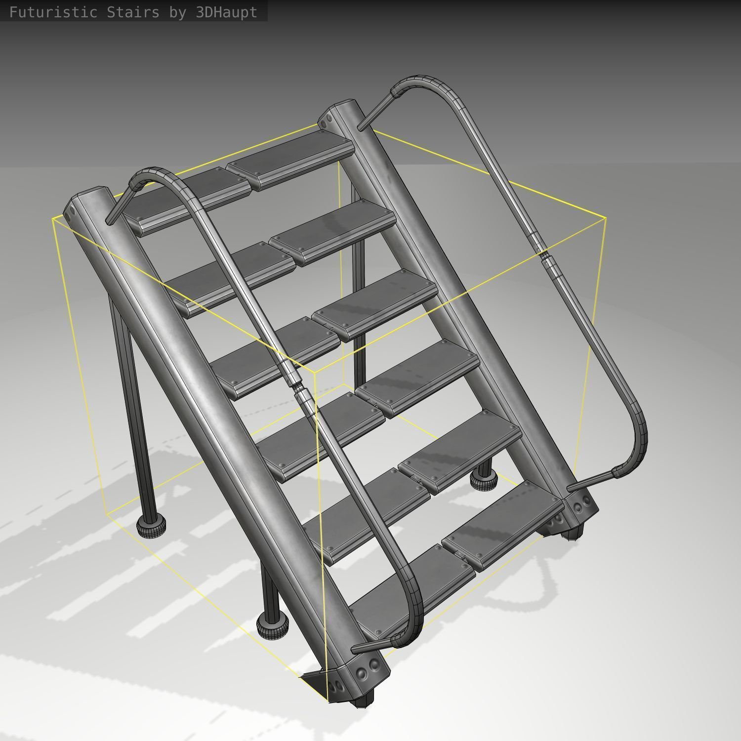 Futuristic Stairs - 20 - Basic Textures Low-poly 3D model_5