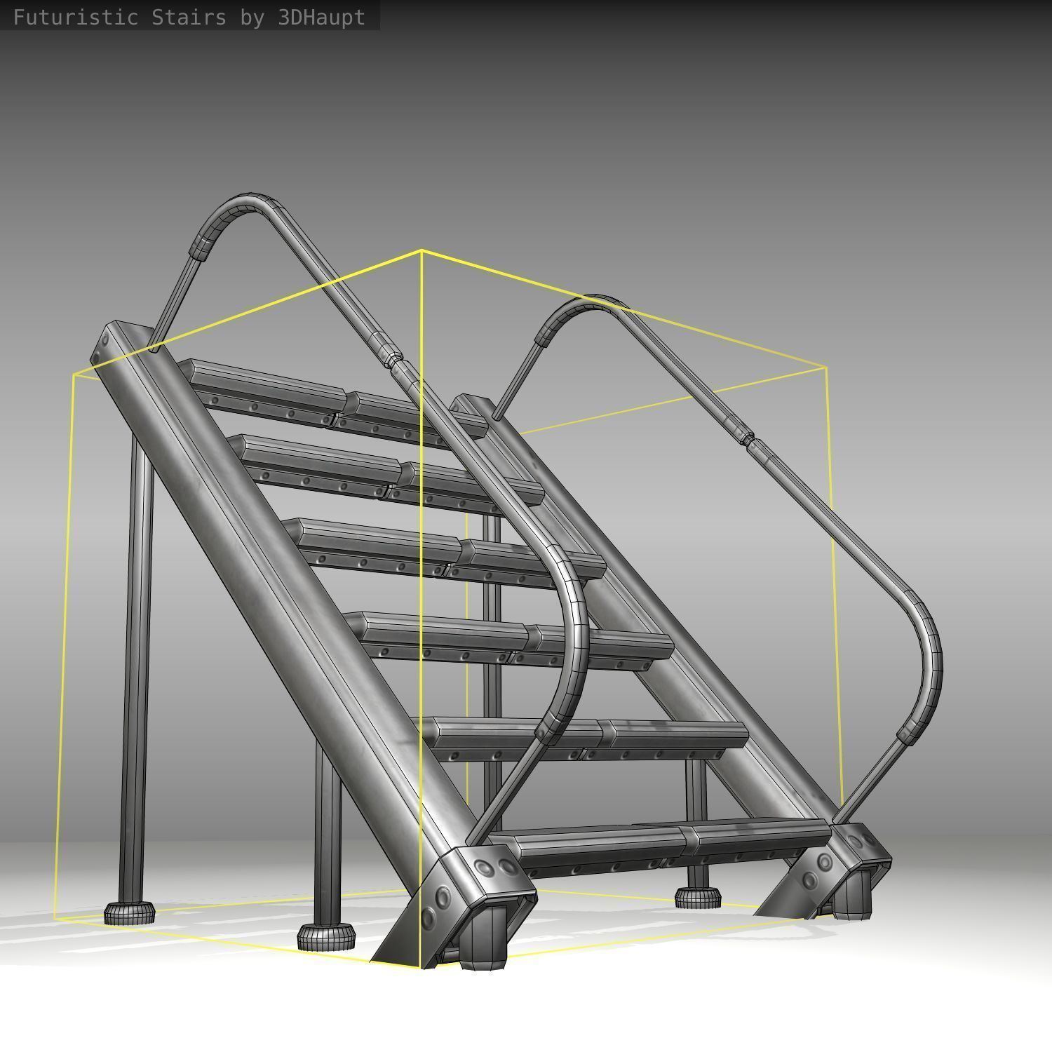 Futuristic Stairs - 20 - Basic Textures Low-poly 3D model_21