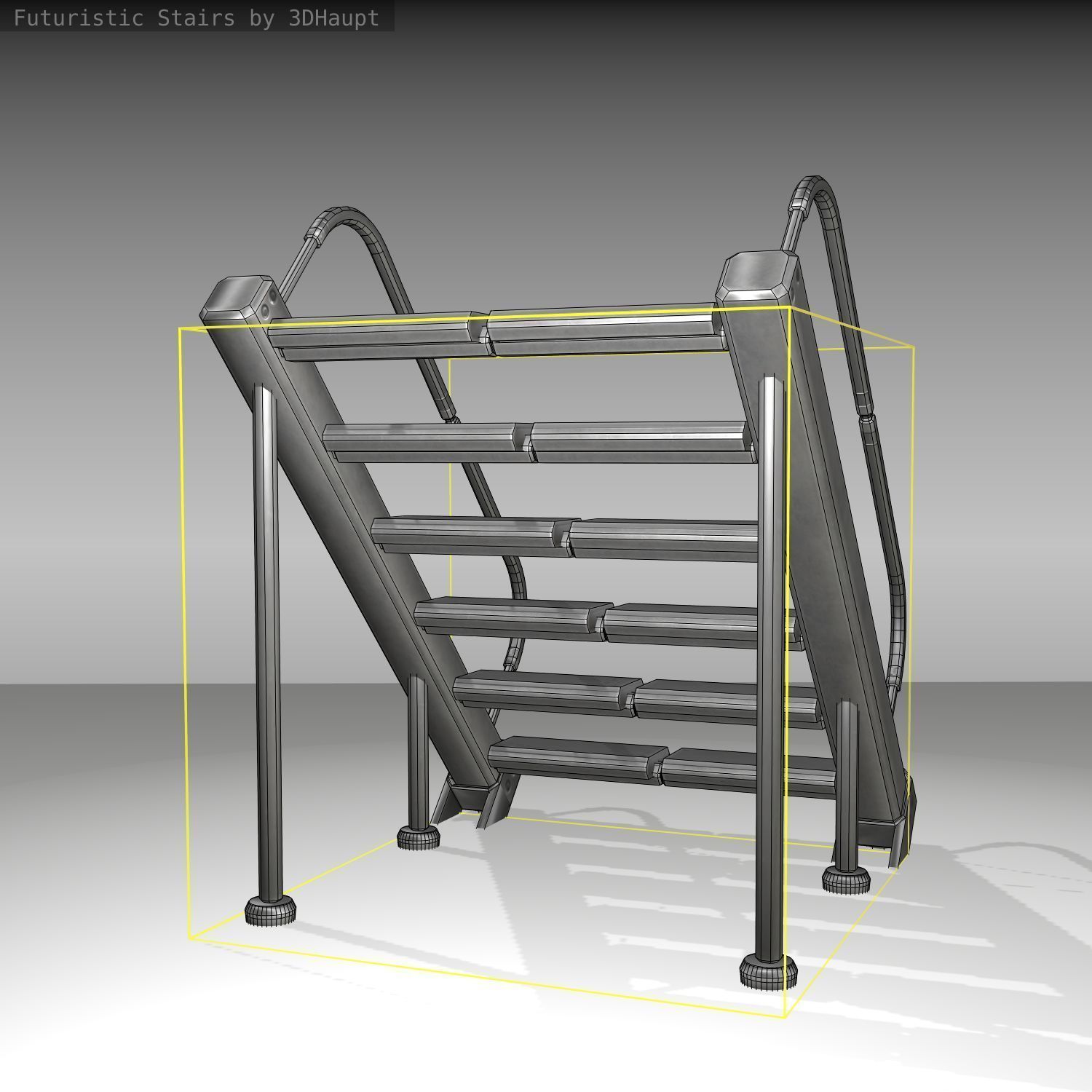 Futuristic Stairs - 20 - Basic Textures Low-poly 3D model_10