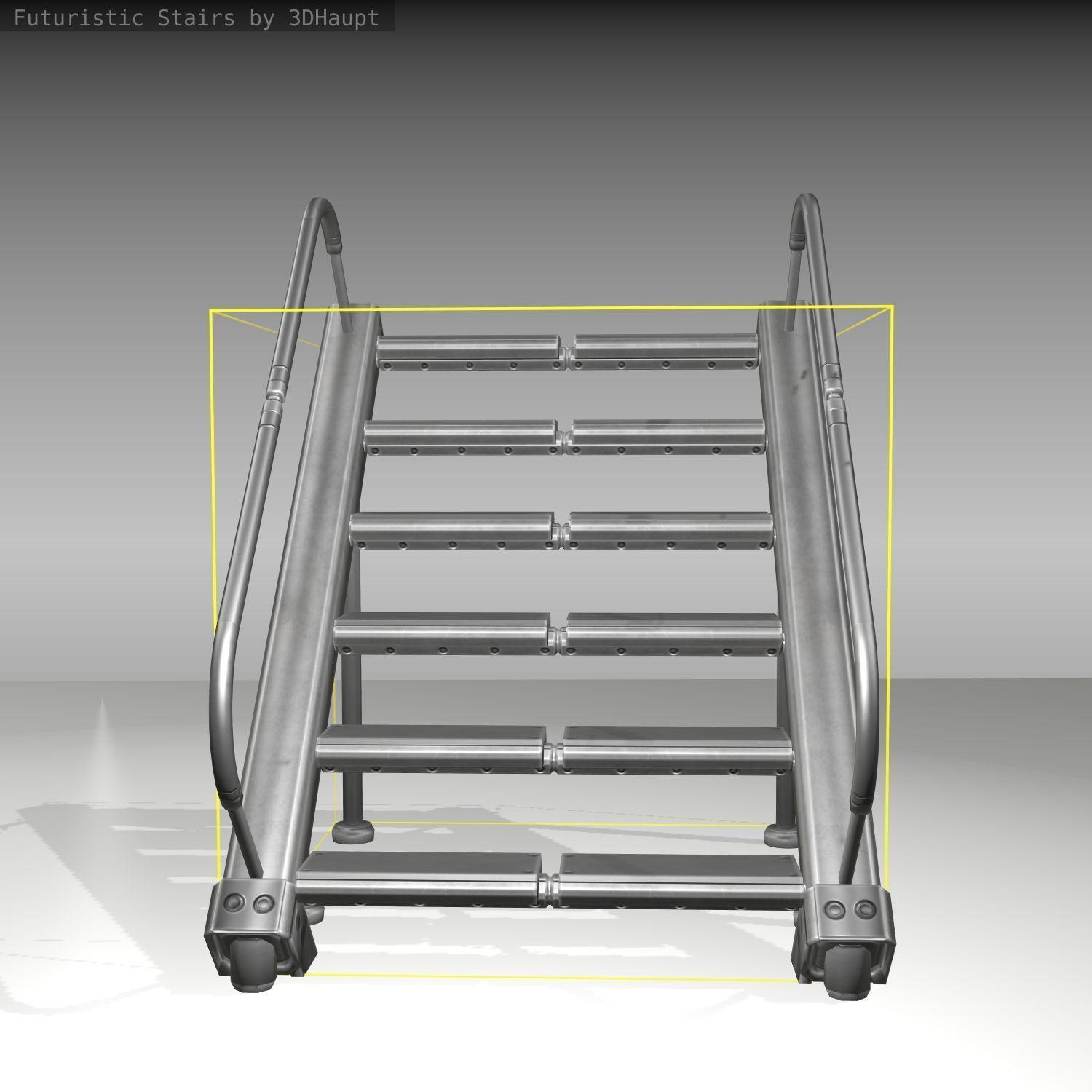 Futuristic Stairs - 20 - Basic Textures Low-poly 3D model_13