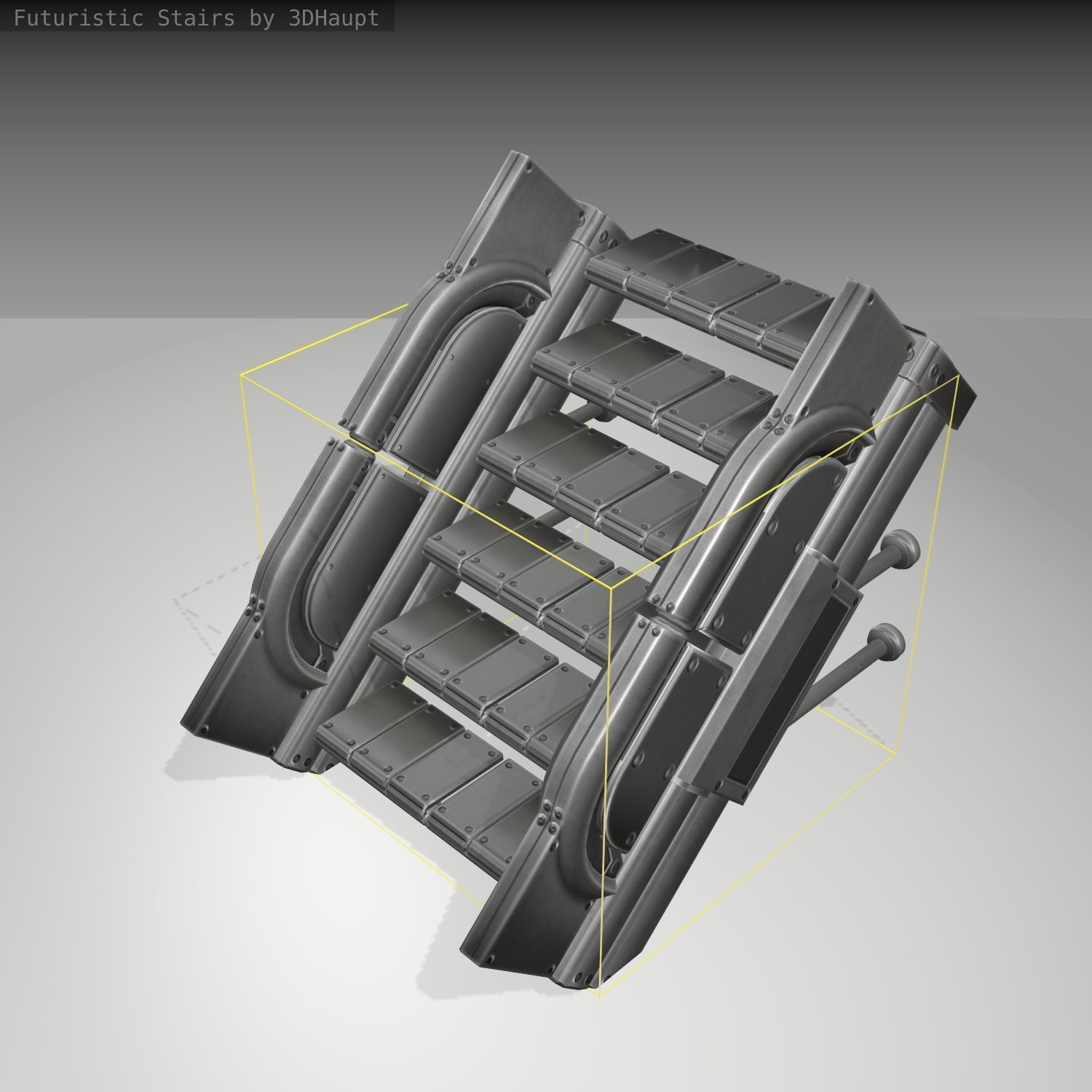 Futuristic Stairs - 20 - Basic Textures Low-poly 3D model_24