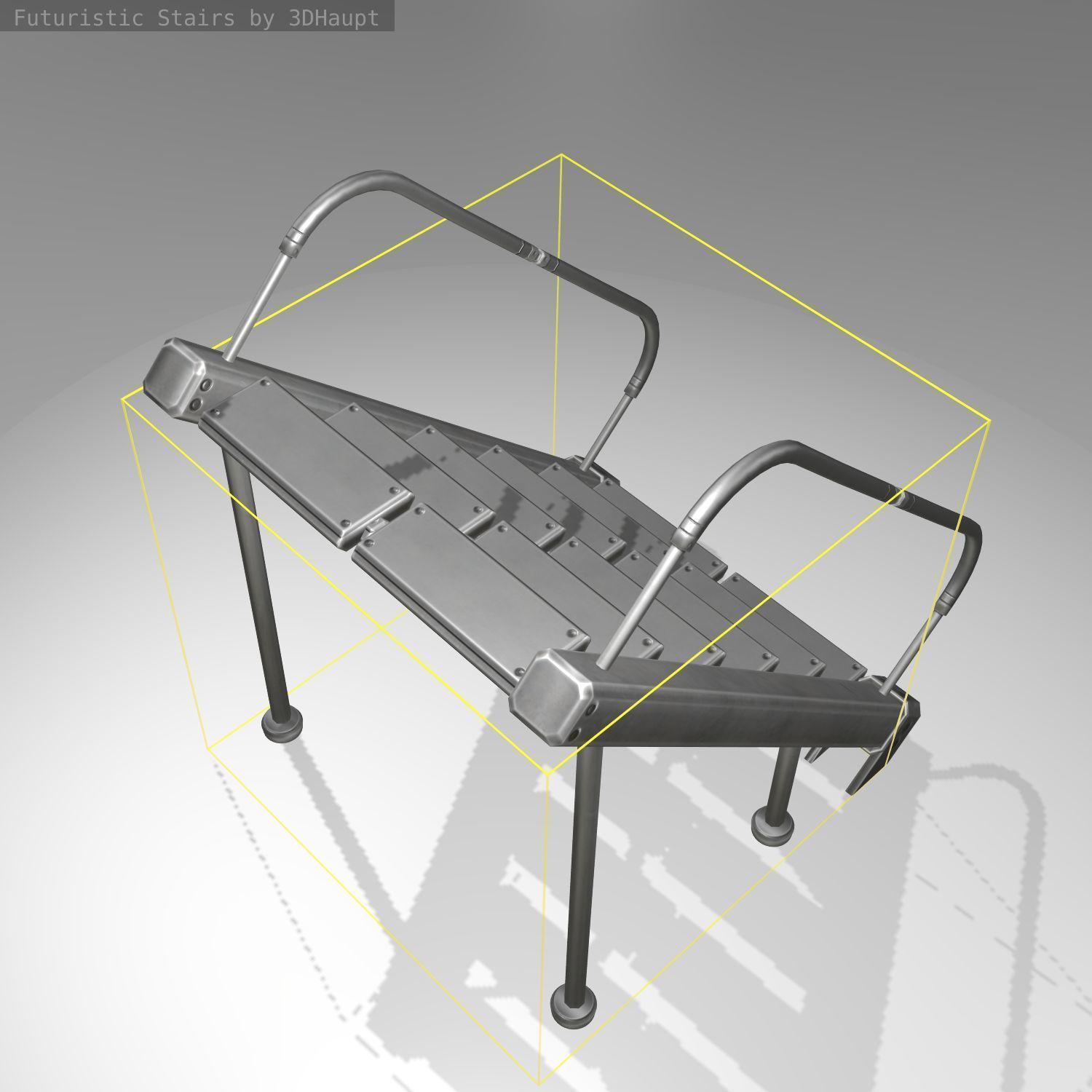 Futuristic Stairs - 20 - Basic Textures Low-poly 3D model_17