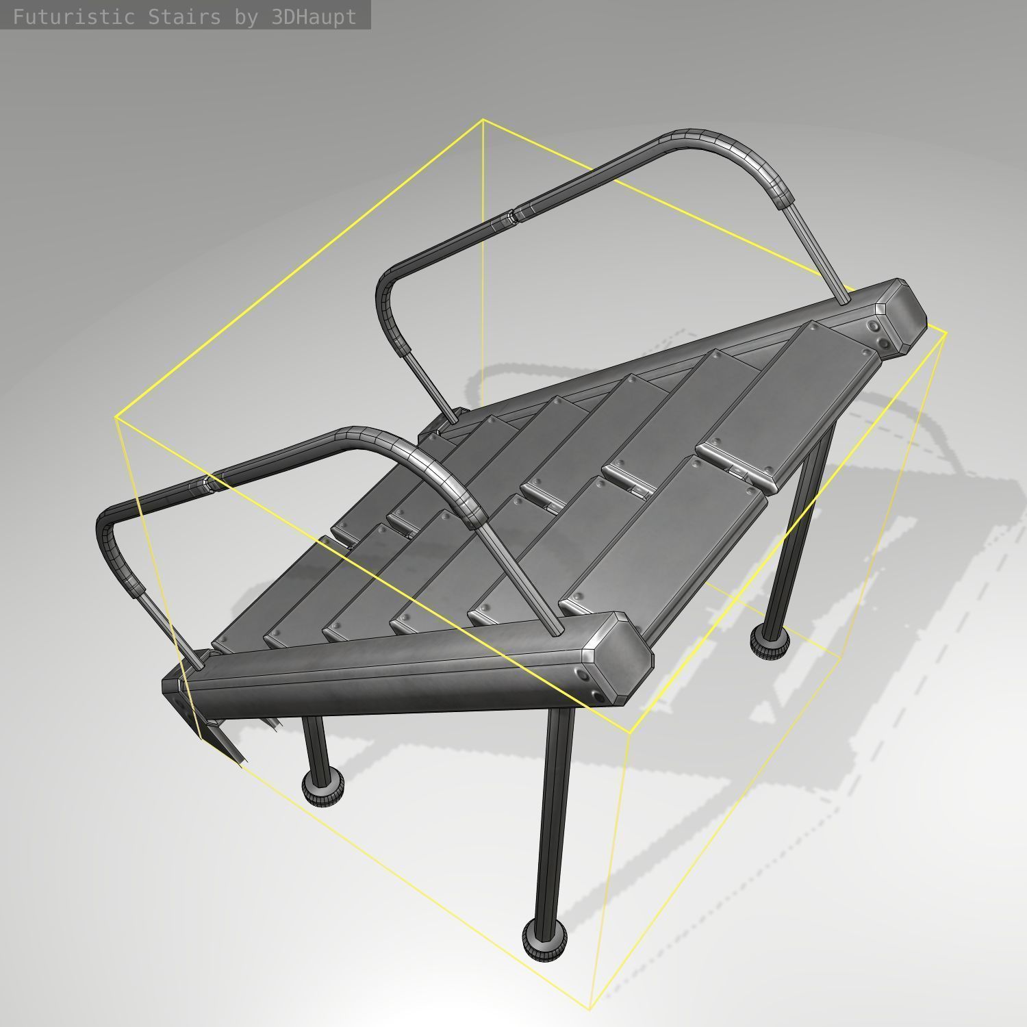 Futuristic Stairs - 20 - Basic Textures Low-poly 3D model_16