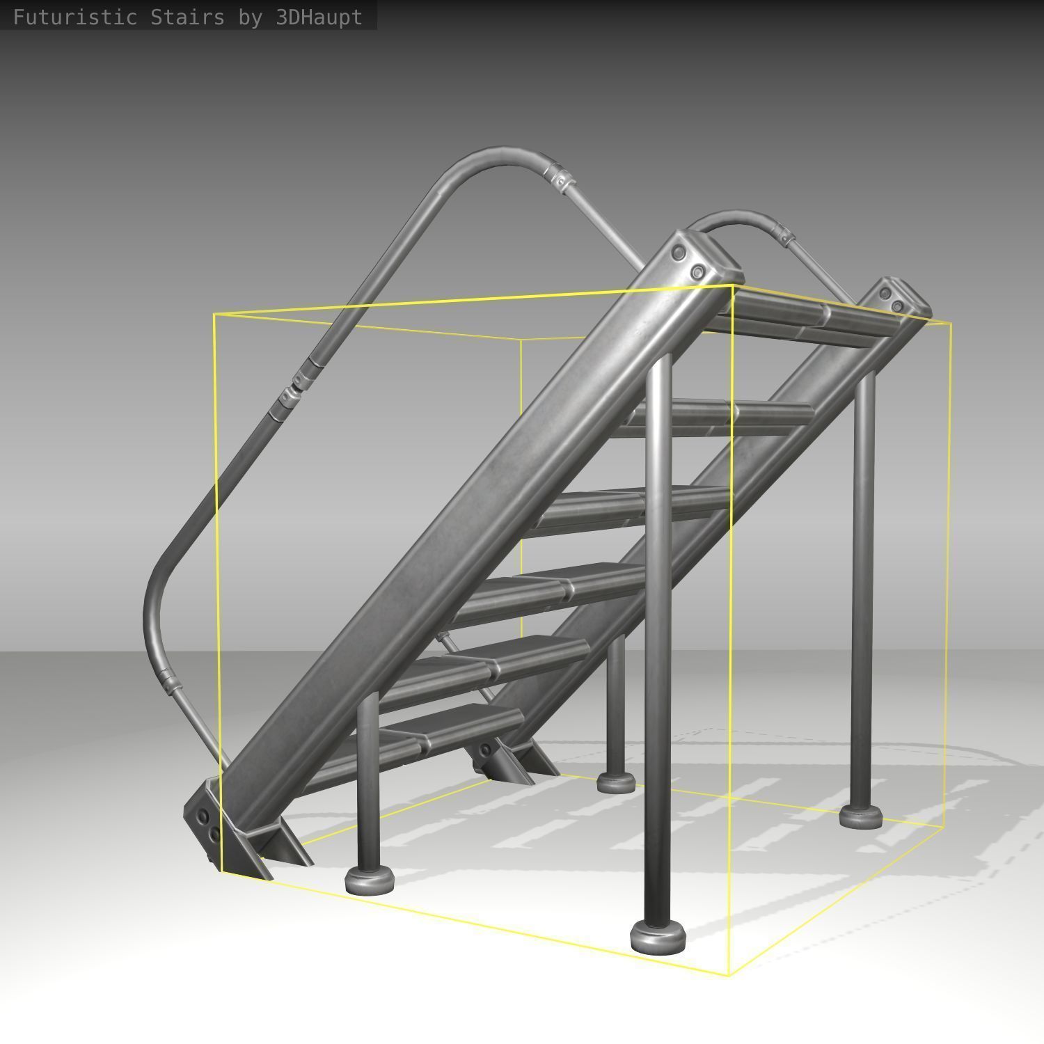 Futuristic Stairs - 20 - Basic Textures Low-poly 3D model_9