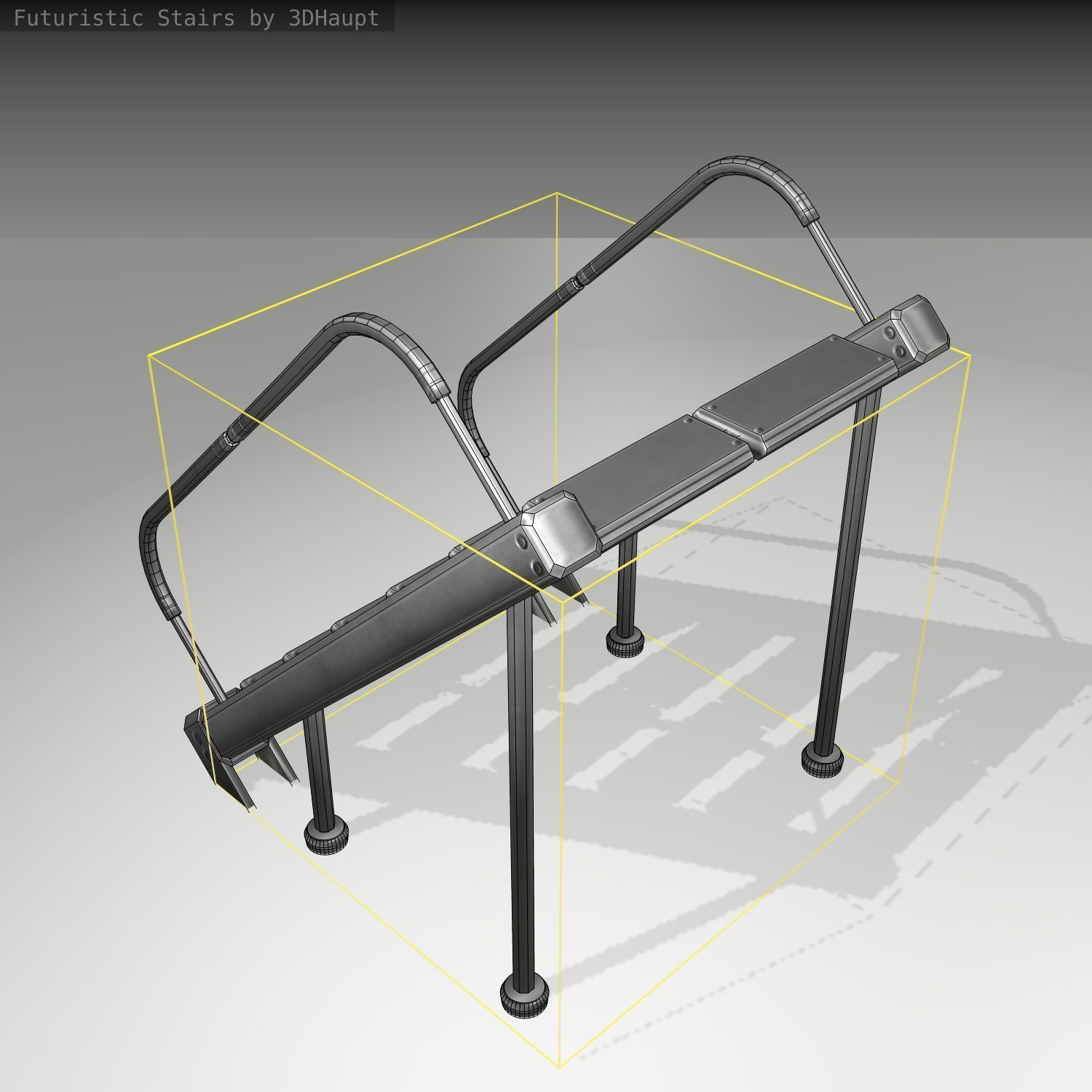 Futuristic Stairs - 20 - Basic Textures Low-poly 3D model_1