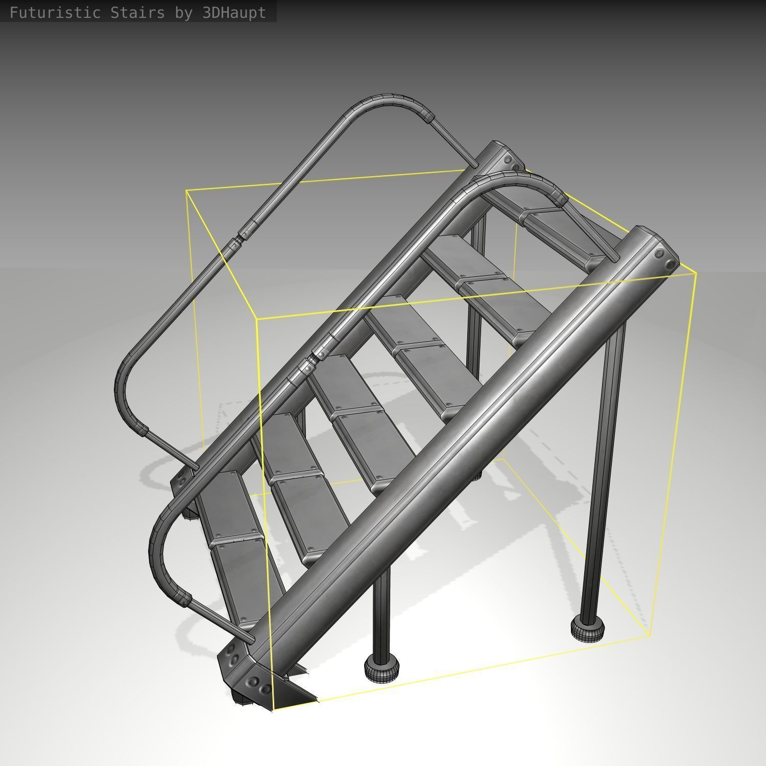 Futuristic Stairs - 20 - Basic Textures Low-poly 3D model_23
