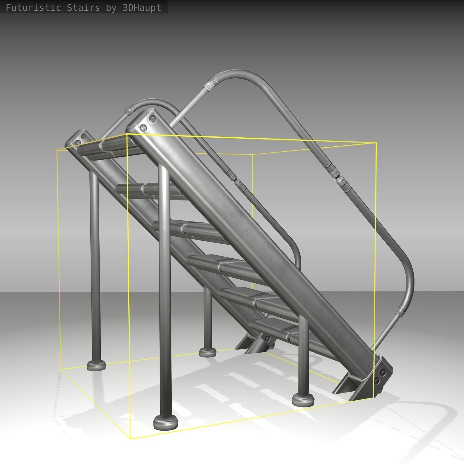Futuristic Stairs - 20 - Basic Textures Low-poly 3D model_11