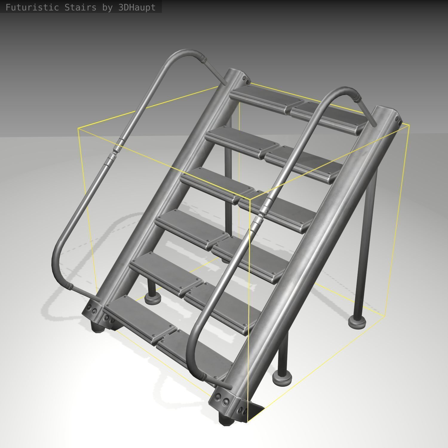 Futuristic Stairs - 20 - Basic Textures Low-poly 3D model_7