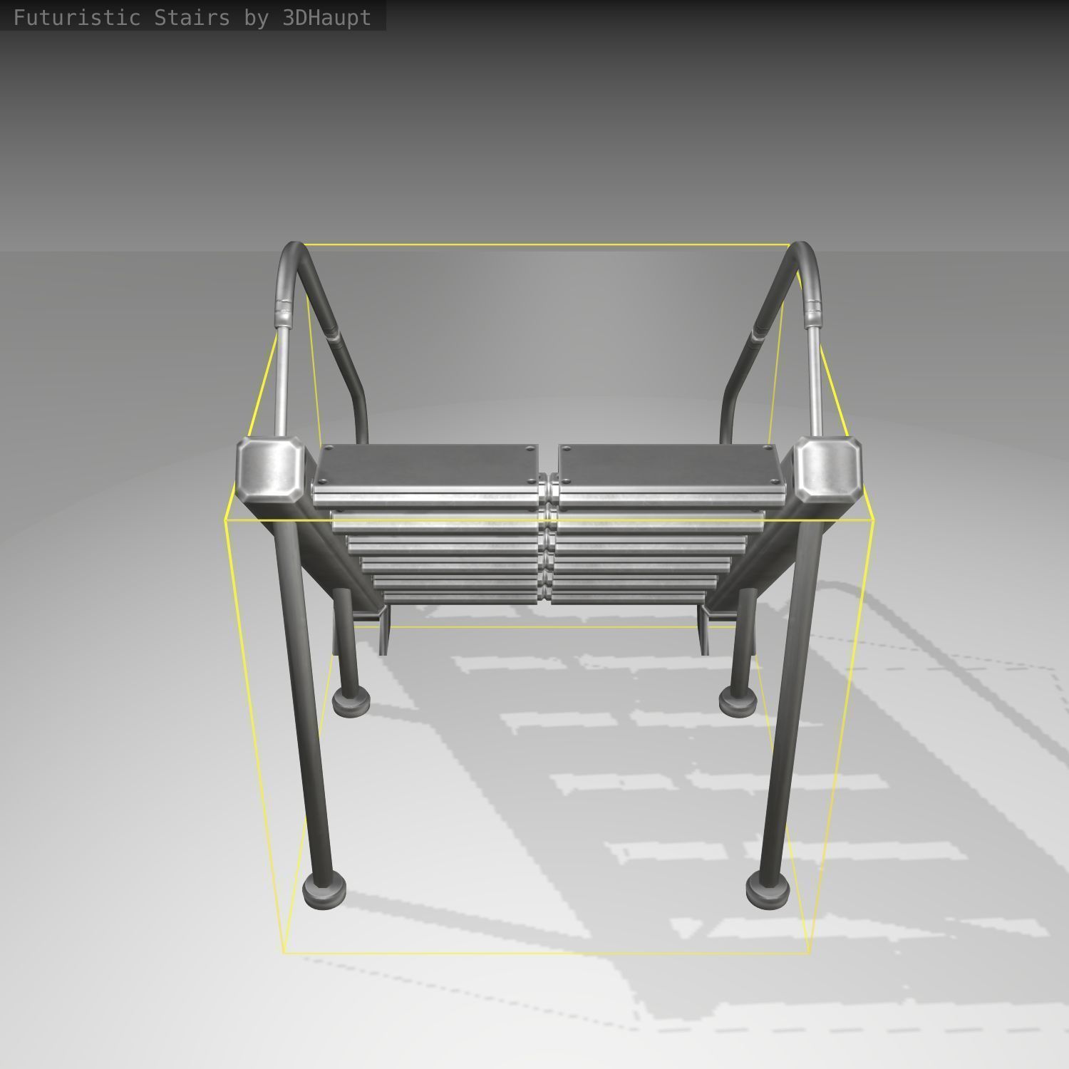 Futuristic Stairs - 20 - Basic Textures Low-poly 3D model_2