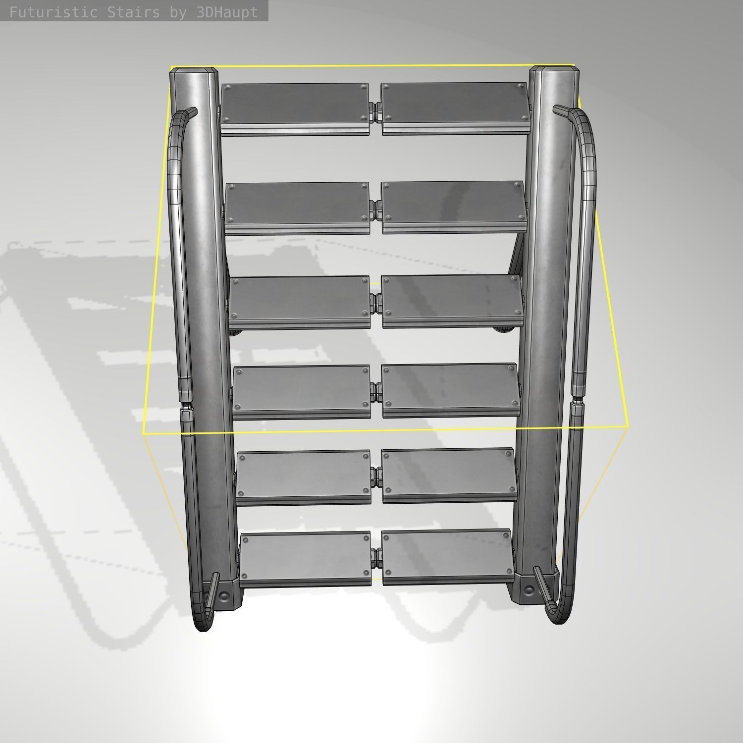 Futuristic Stairs - 20 - Basic Textures Low-poly 3D model_14