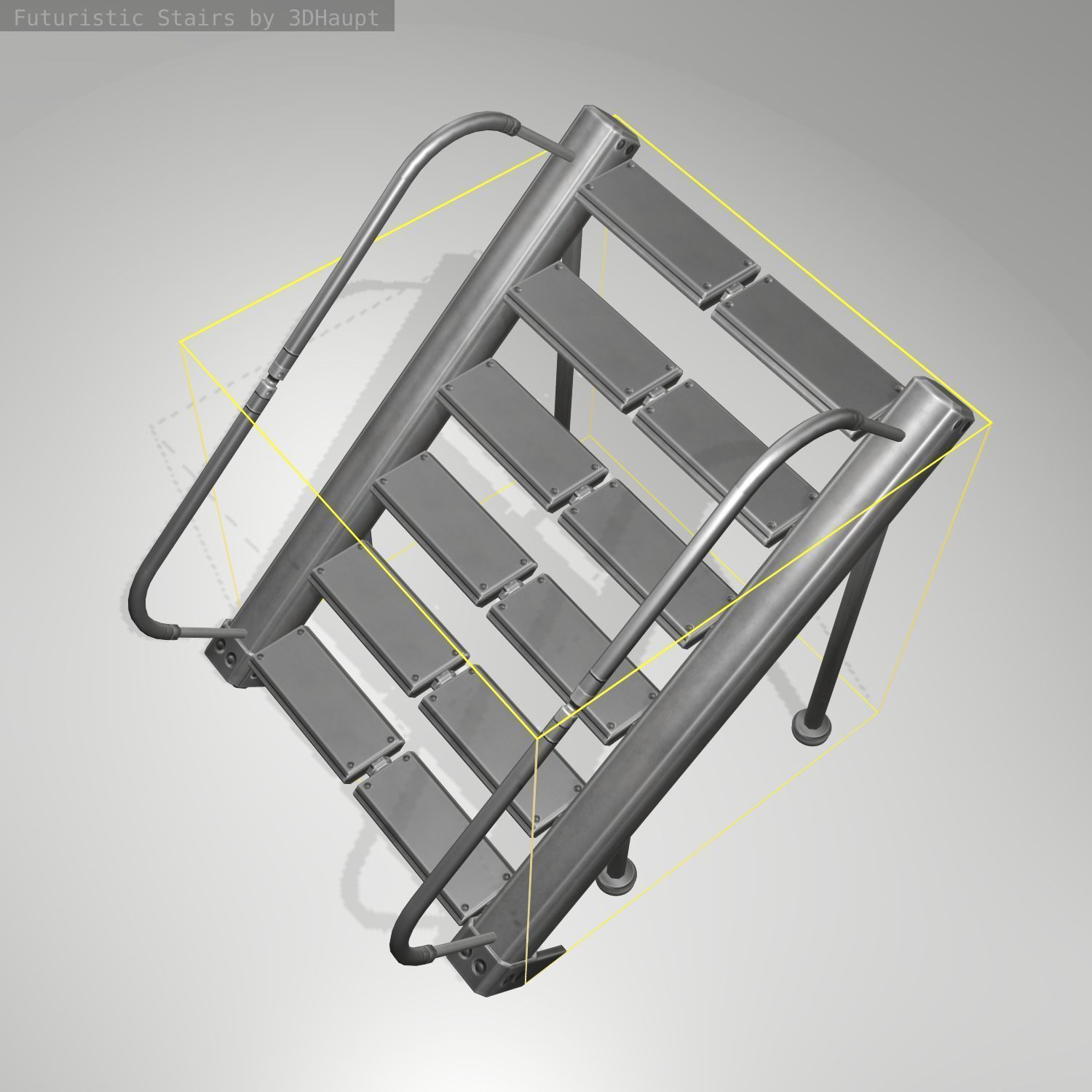 Futuristic Stairs - 20 - Basic Textures Low-poly 3D model_15