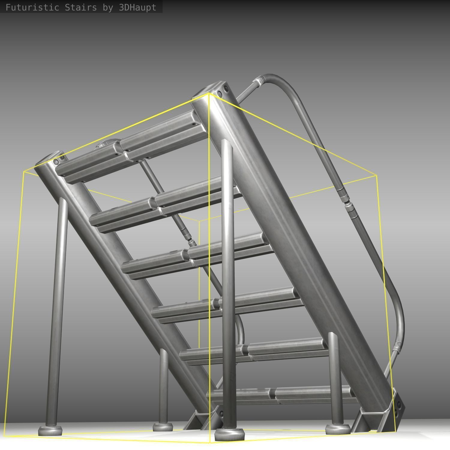 Futuristic Stairs - 20 - Basic Textures Low-poly 3D model_20