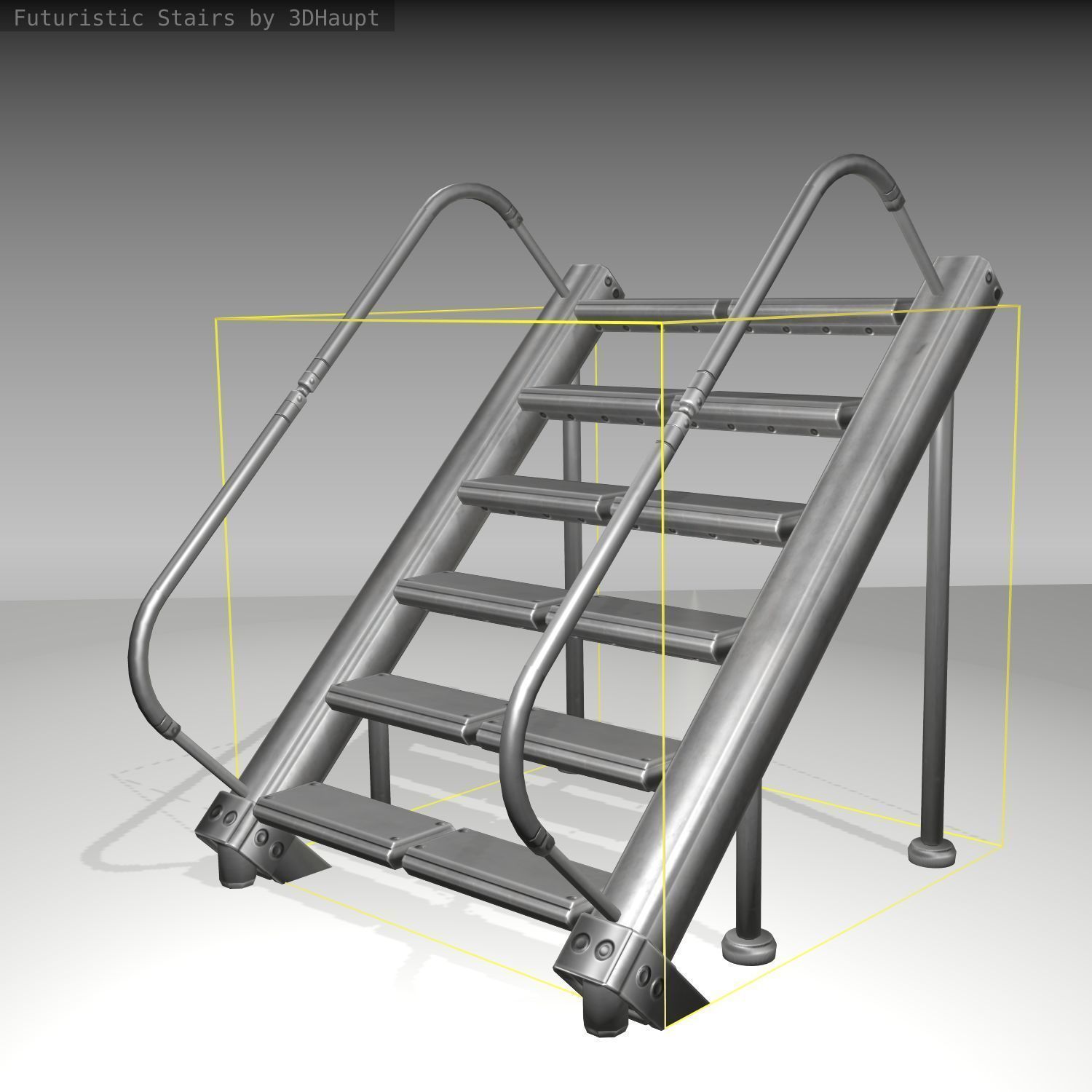 Futuristic Stairs - 20 - Basic Textures Low-poly 3D model_22