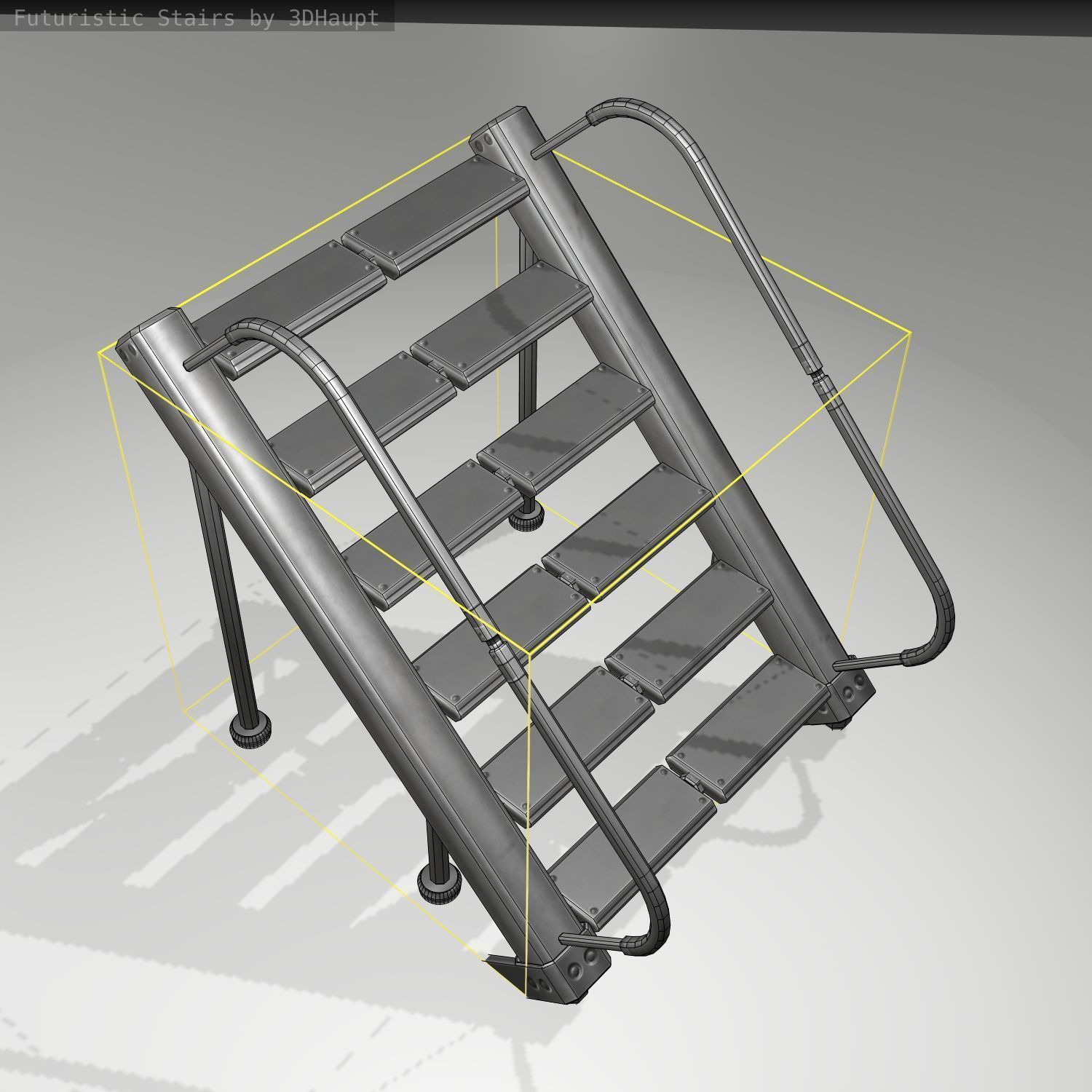 Futuristic Stairs - 20 - Basic Textures Low-poly 3D model_18