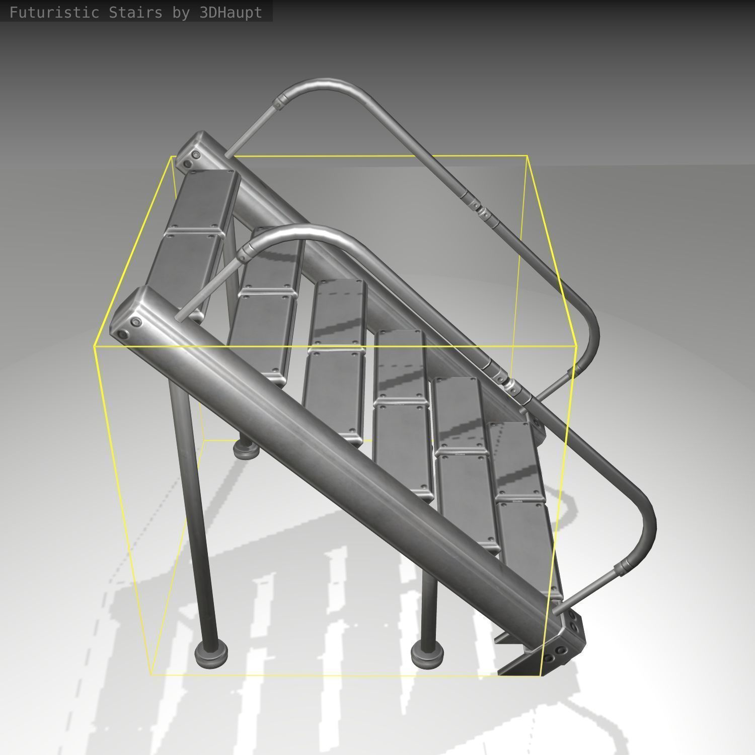 Futuristic Stairs - 20 - Basic Textures Low-poly 3D model_4