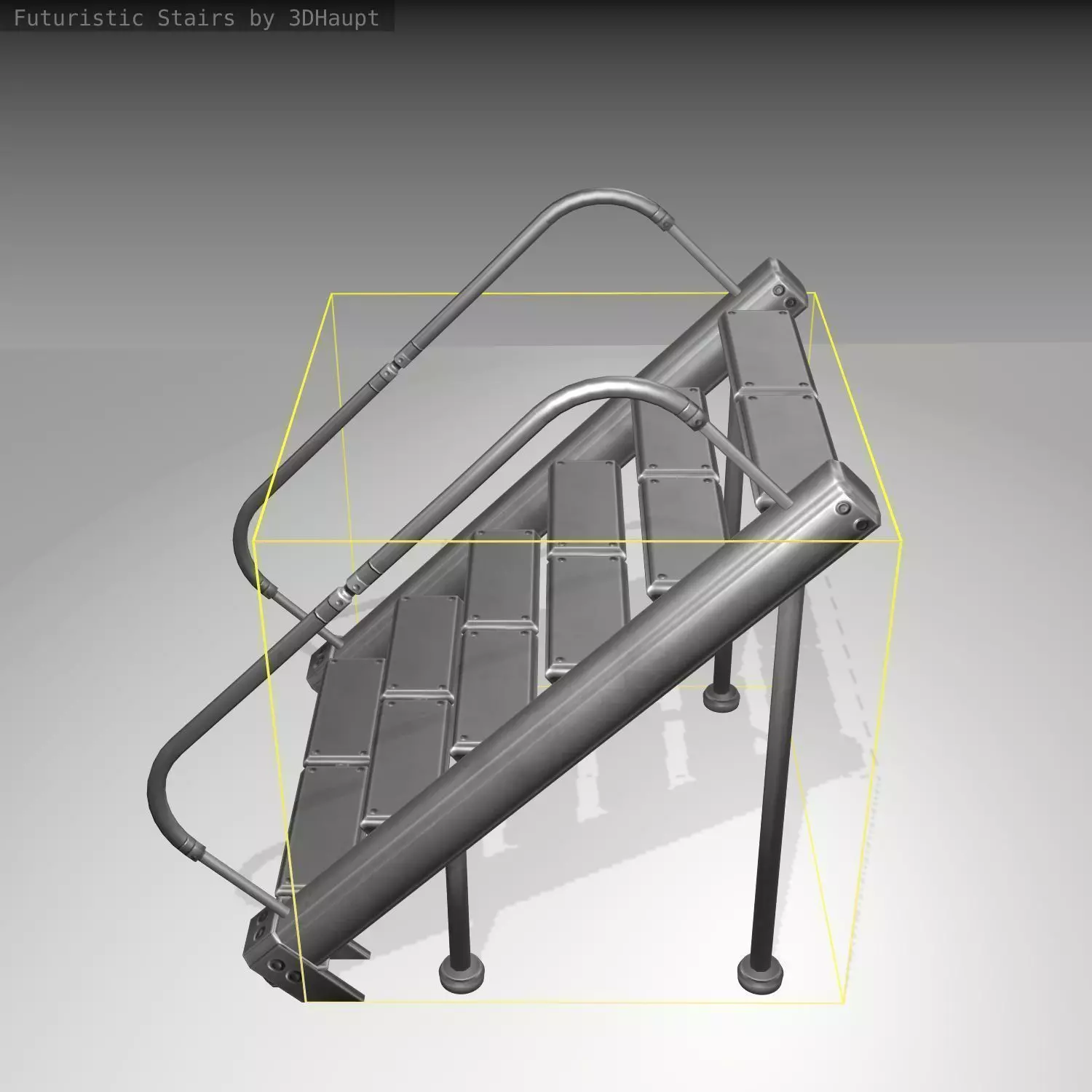 Futuristic Stairs - 20 - Basic Textures Low-poly 3D model_0