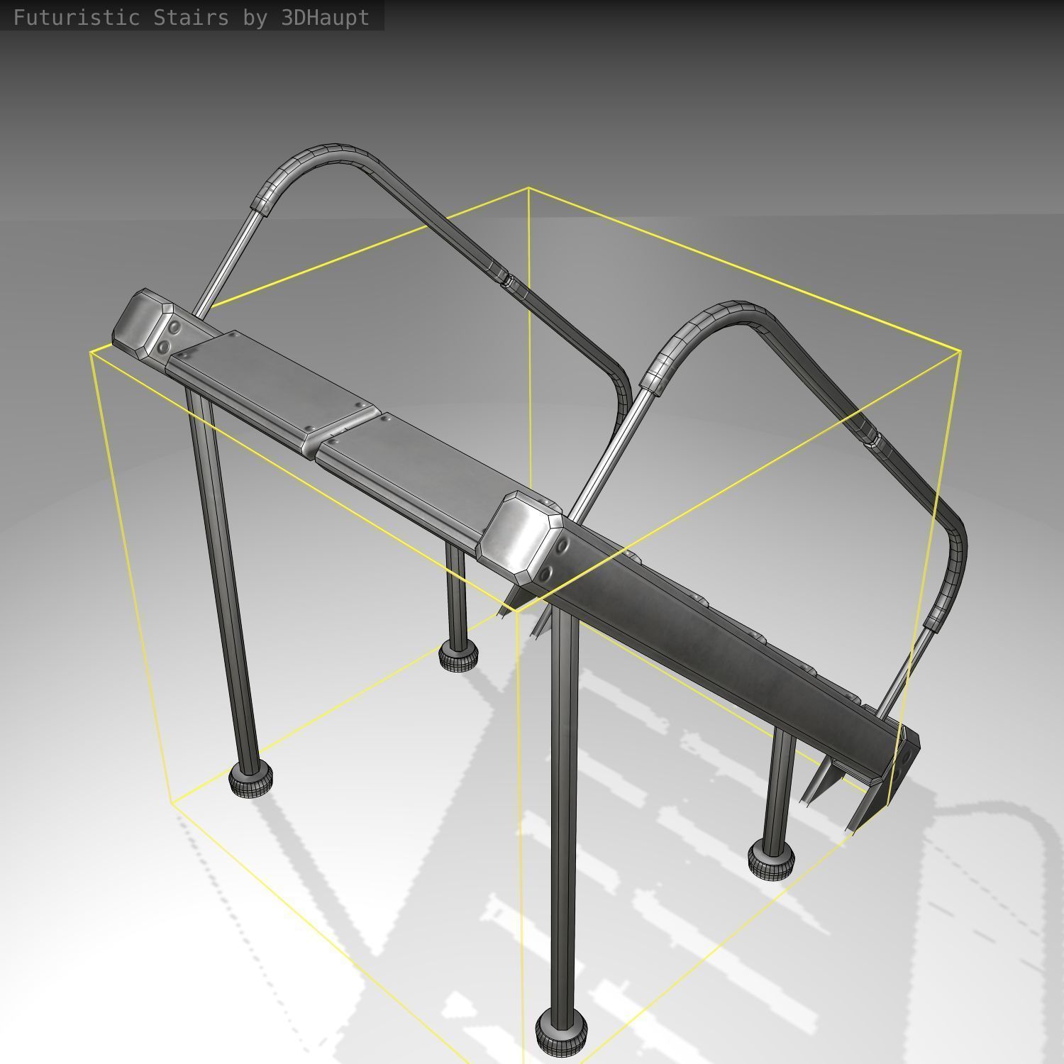 Futuristic Stairs - 20 - Basic Textures Low-poly 3D model_3