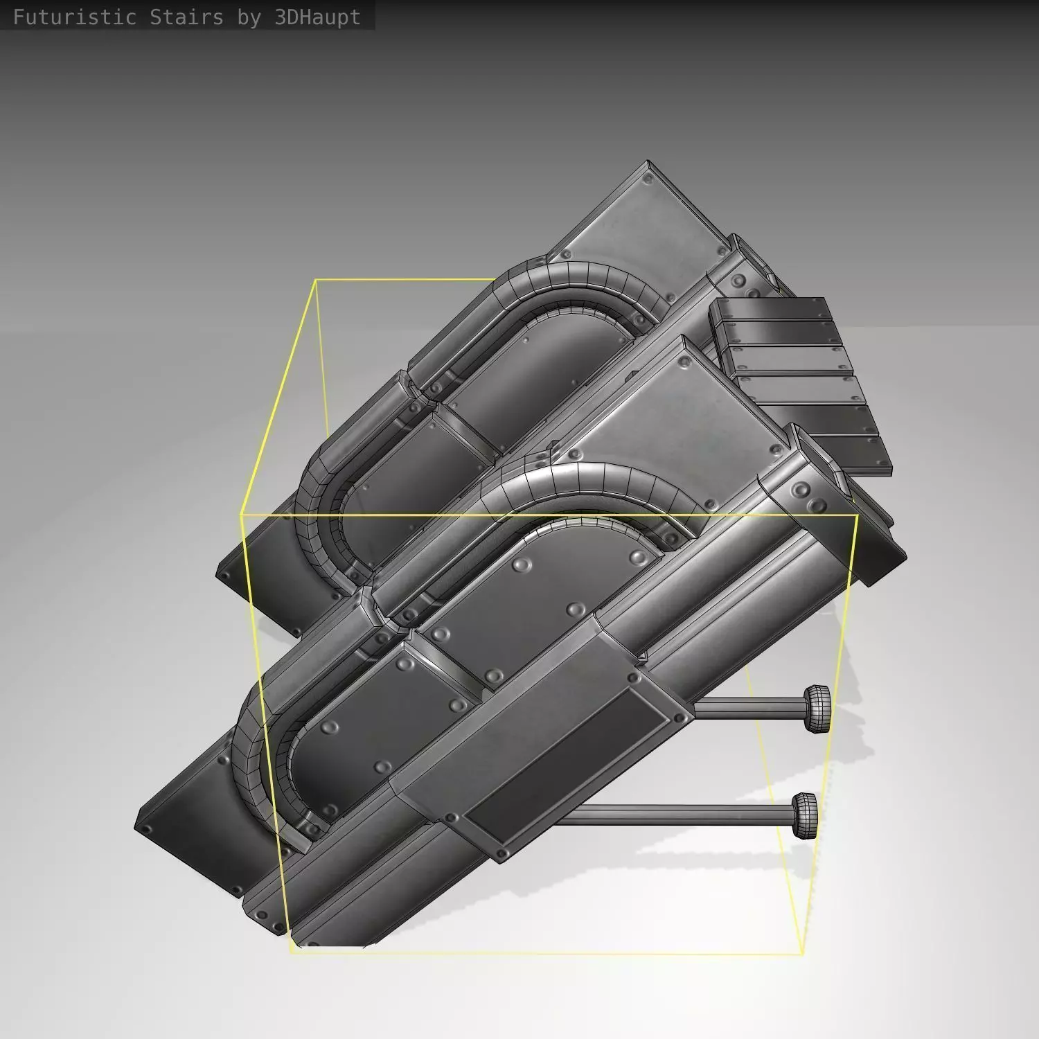 Futuristic Stairs - 21 - Basic Textures Low-poly 3D model_0