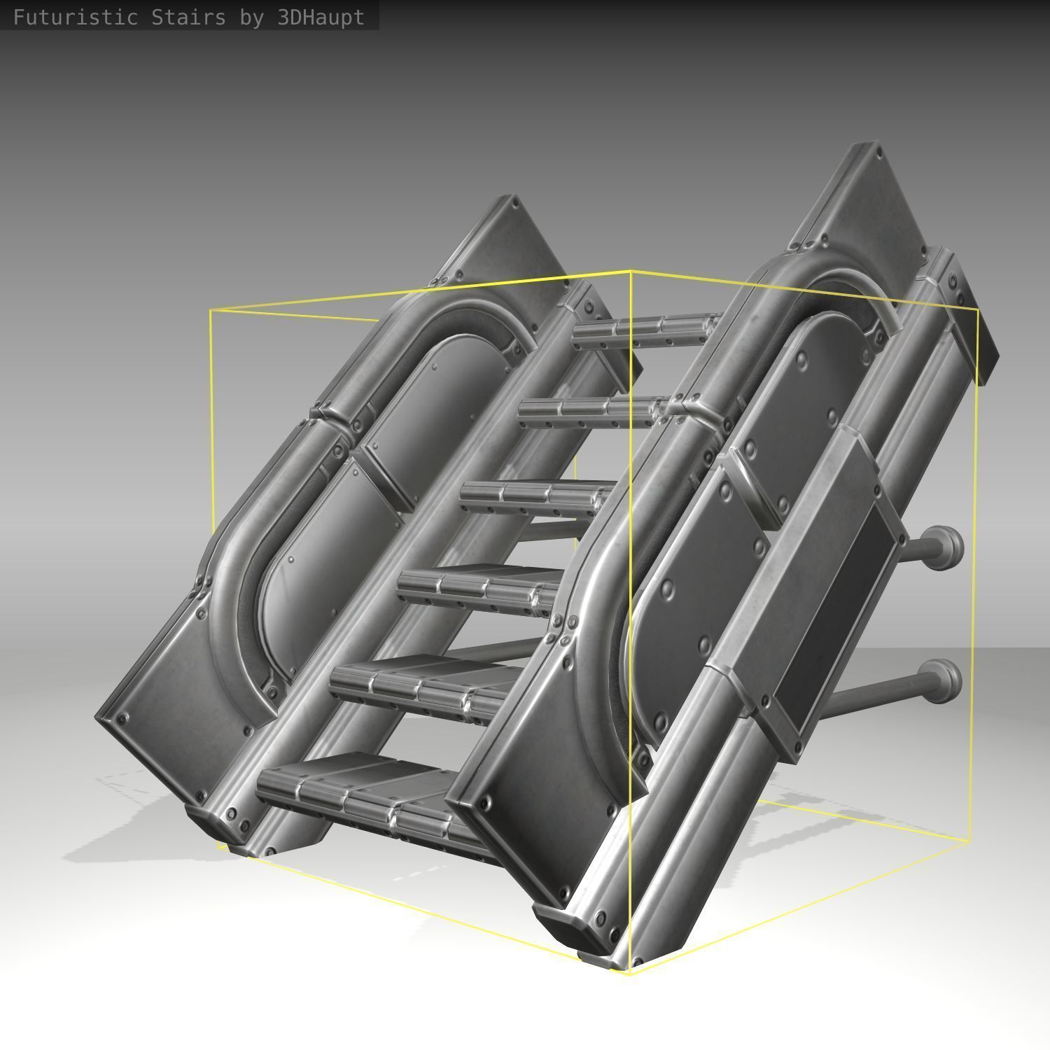 Futuristic Stairs - 21 - Basic Textures Low-poly 3D model_8