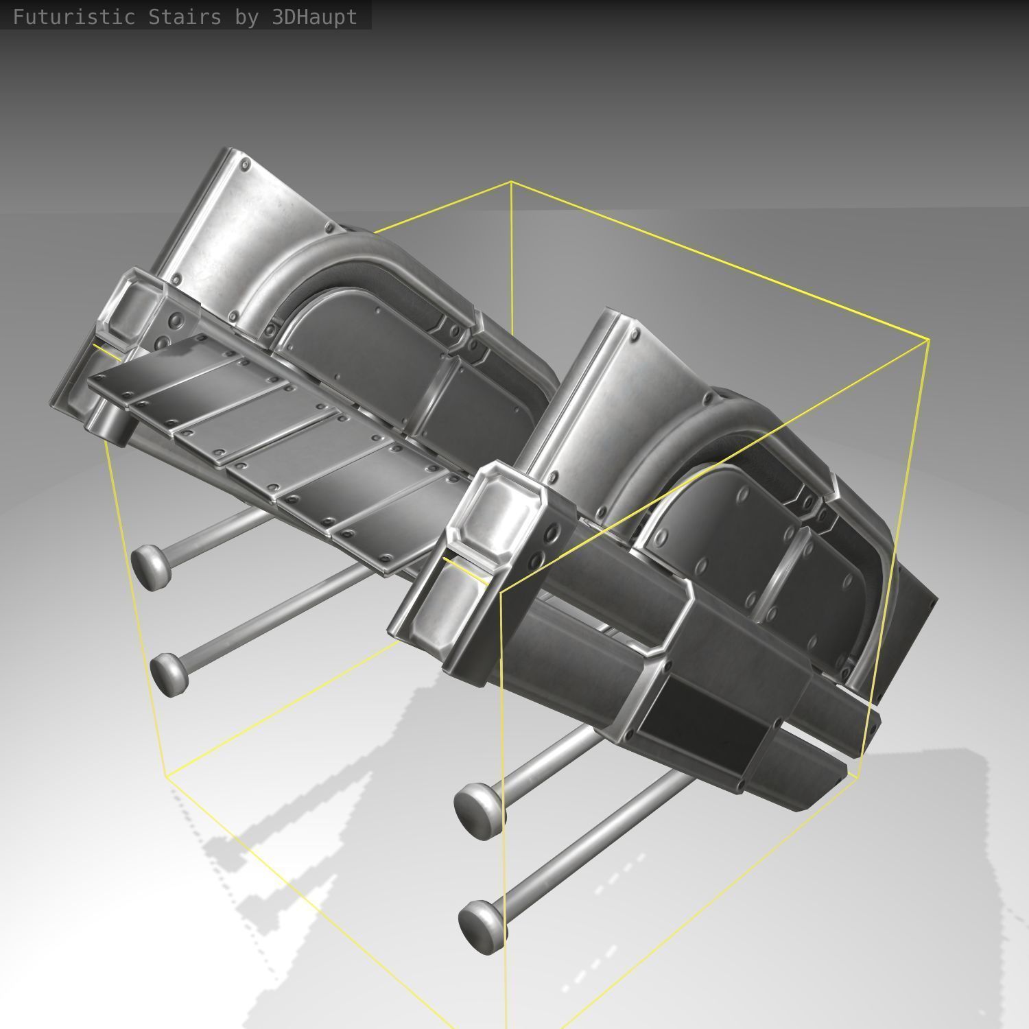 Futuristic Stairs - 21 - Basic Textures Low-poly 3D model_3