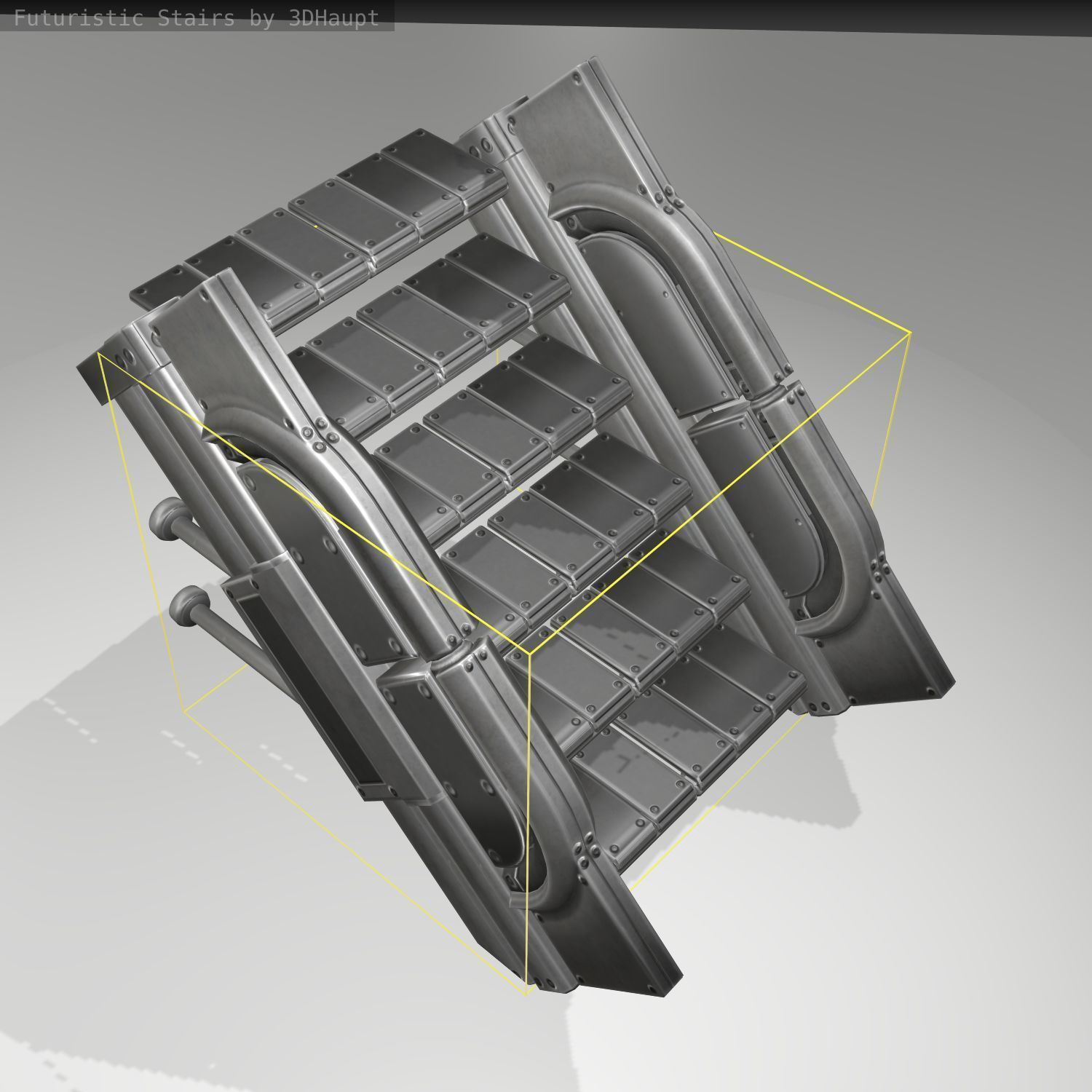 Futuristic Stairs - 21 - Basic Textures Low-poly 3D model_18