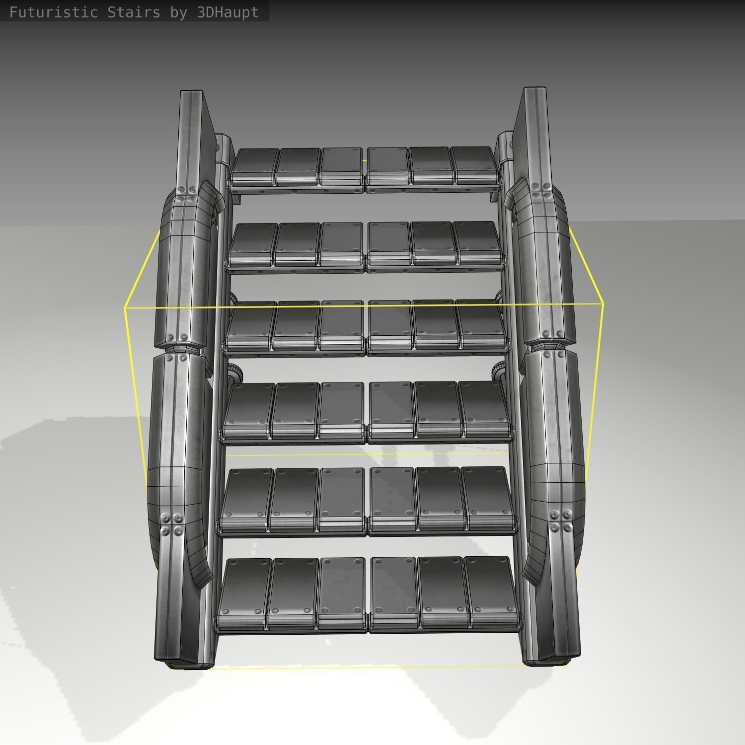 Futuristic Stairs - 21 - Basic Textures Low-poly 3D model_6