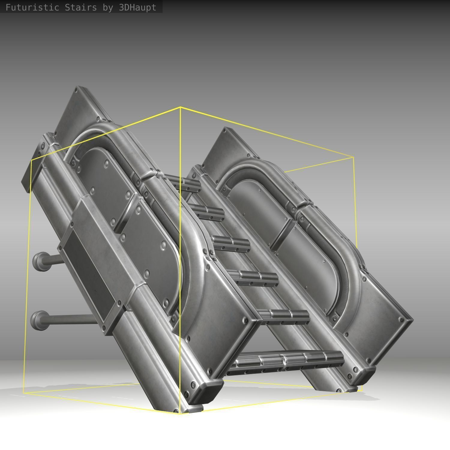 Futuristic Stairs - 21 - Basic Textures Low-poly 3D model_21