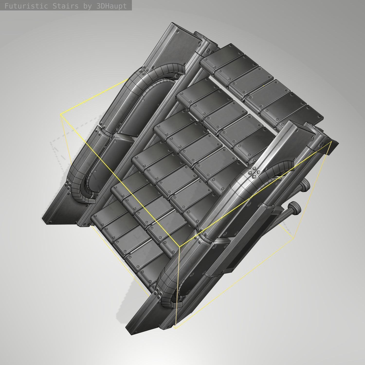 Futuristic Stairs - 21 - Basic Textures Low-poly 3D model_15