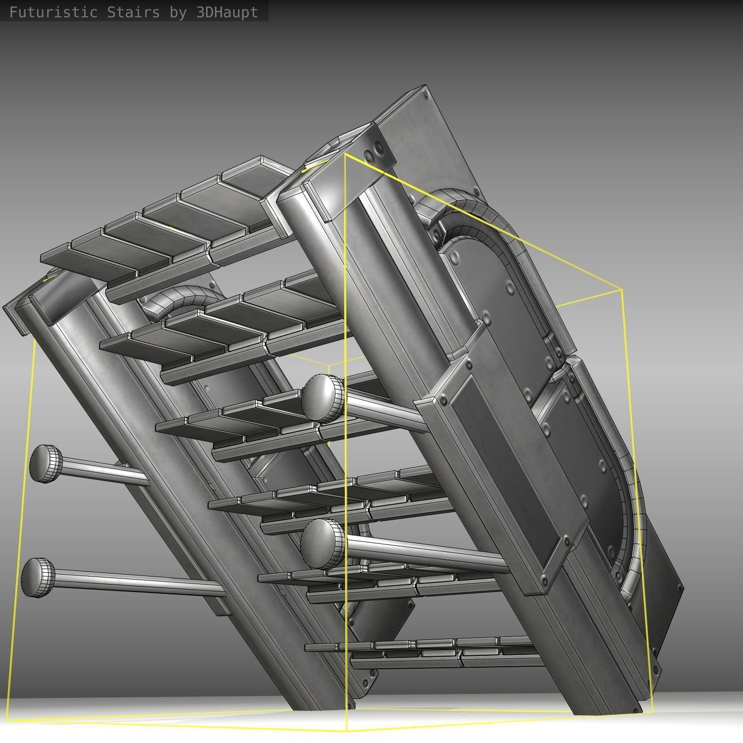 Futuristic Stairs - 21 - Basic Textures Low-poly 3D model_20