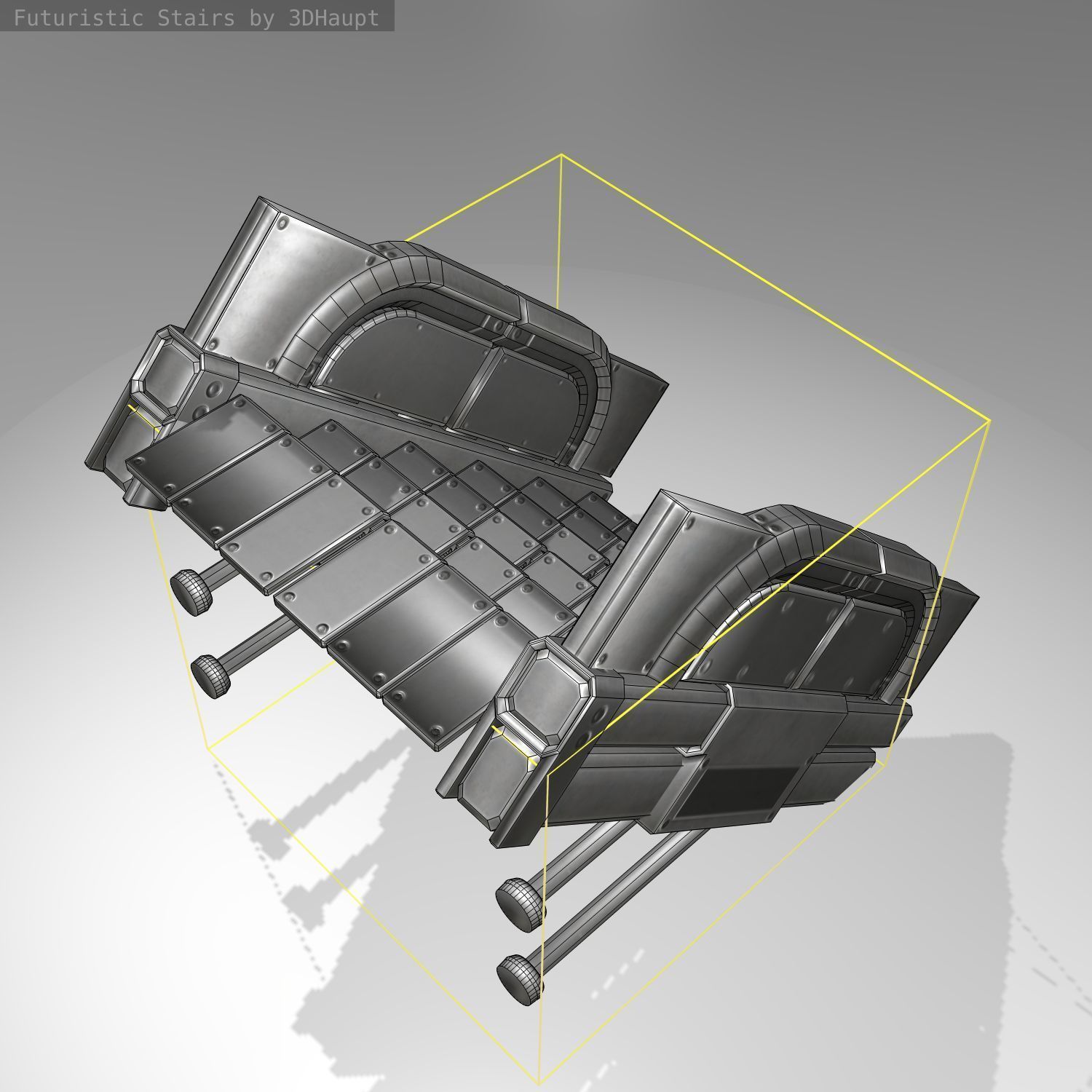 Futuristic Stairs - 21 - Basic Textures Low-poly 3D model_17