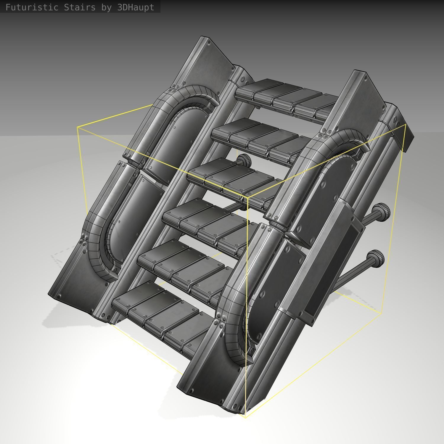 Futuristic Stairs - 21 - Basic Textures Low-poly 3D model_7