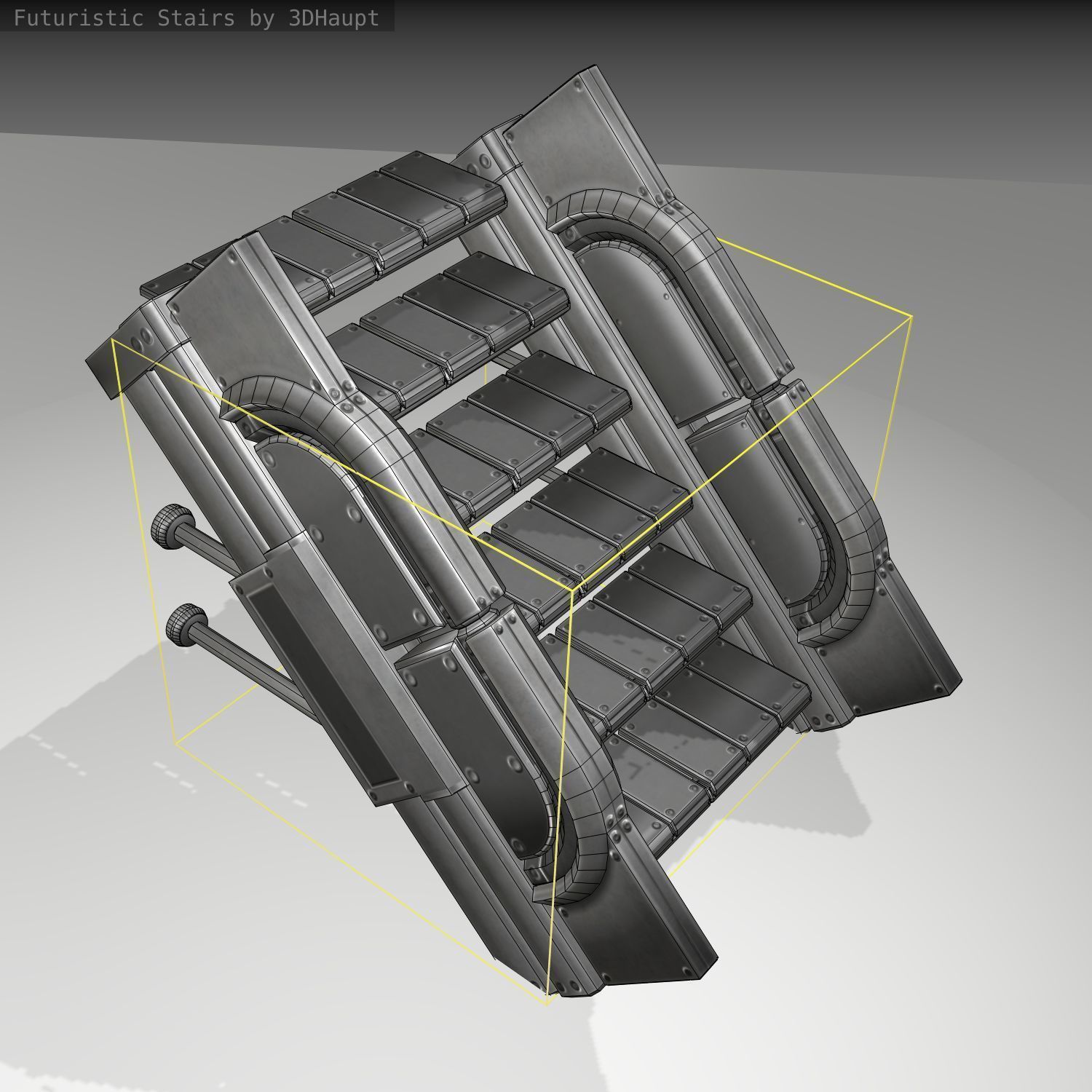 Futuristic Stairs - 21 - Basic Textures Low-poly 3D model_19