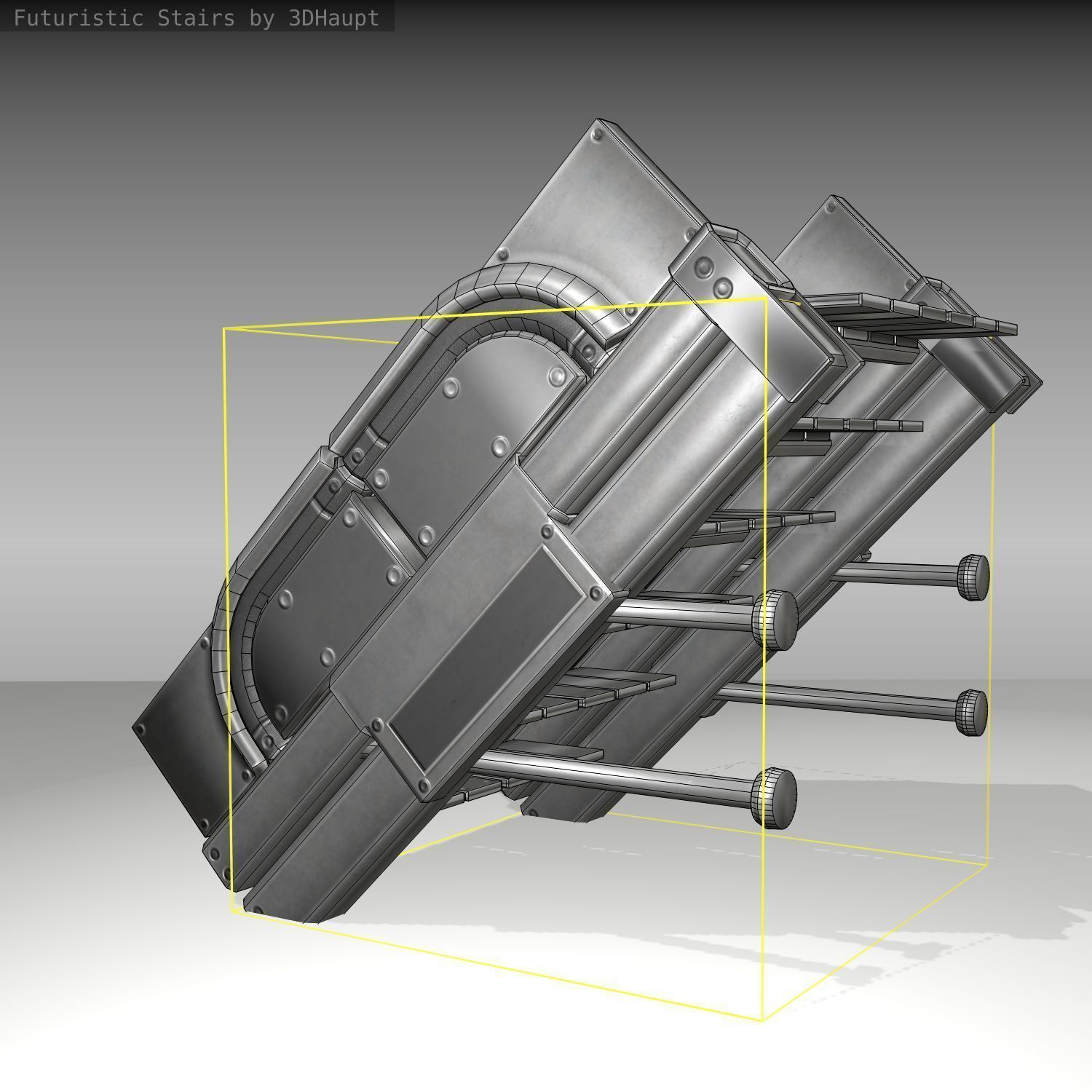 Futuristic Stairs - 21 - Basic Textures Low-poly 3D model_9