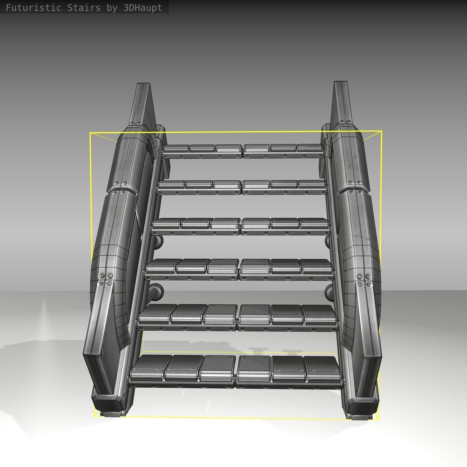 Futuristic Stairs - 21 - Basic Textures Low-poly 3D model_13