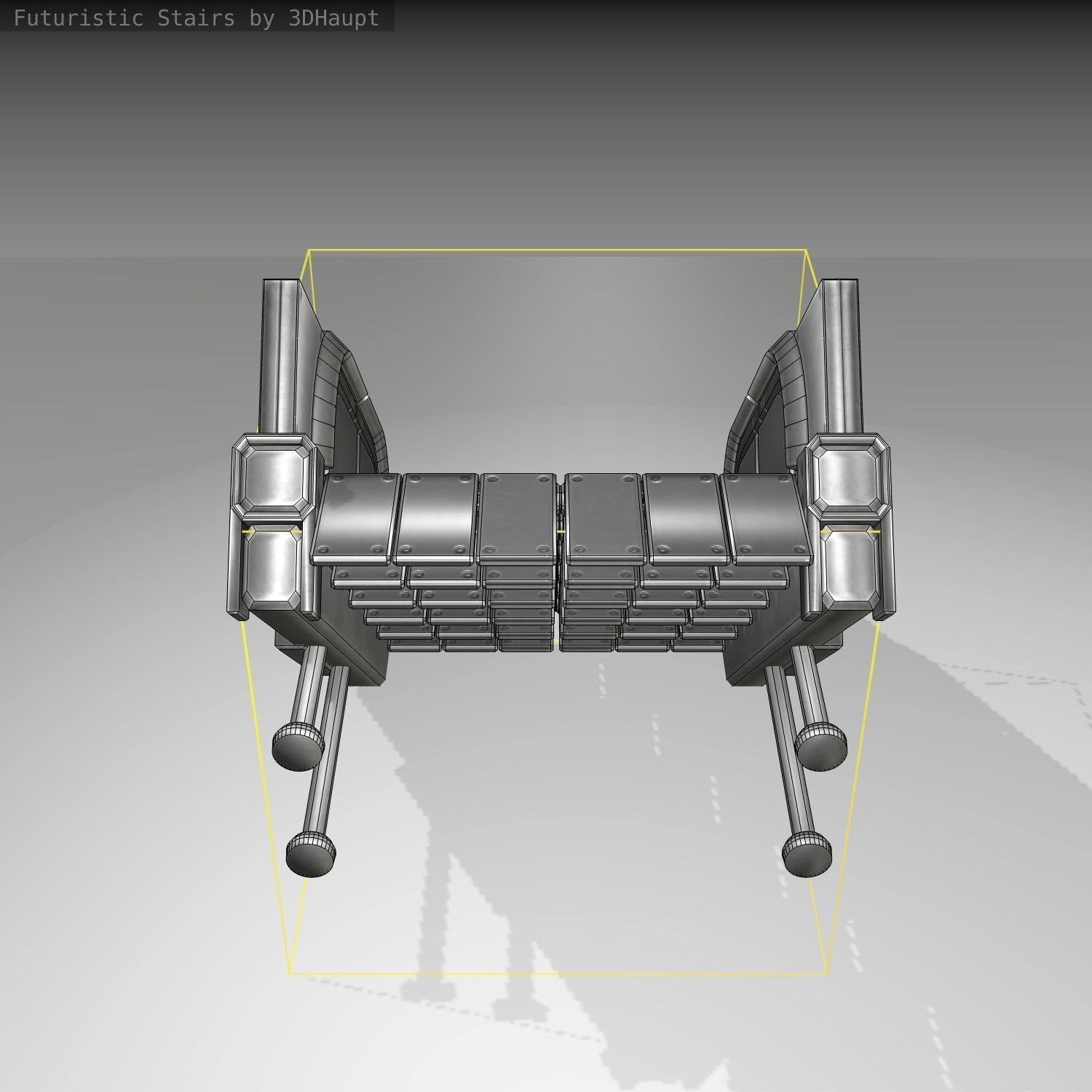 Futuristic Stairs - 21 - Basic Textures Low-poly 3D model_2