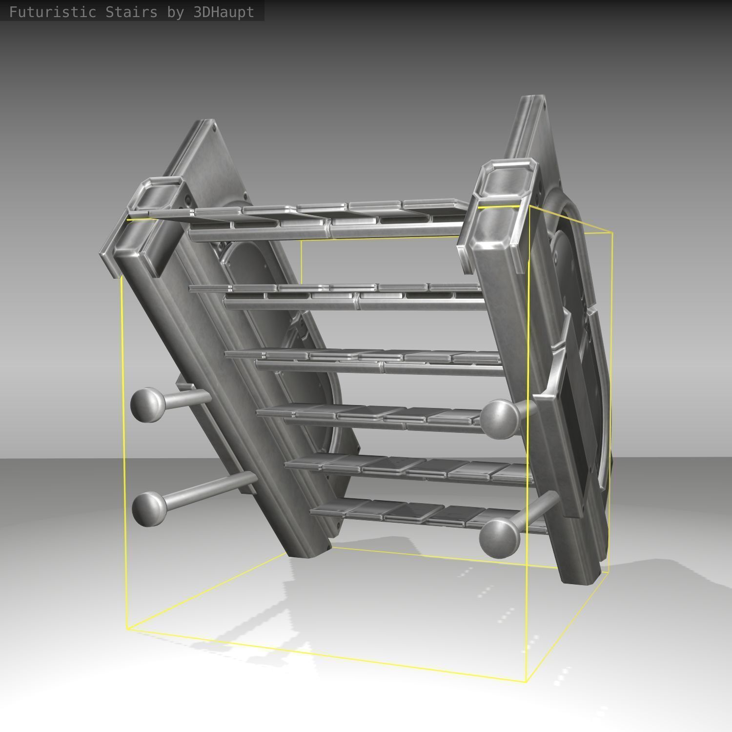 Futuristic Stairs - 21 - Basic Textures Low-poly 3D model_10