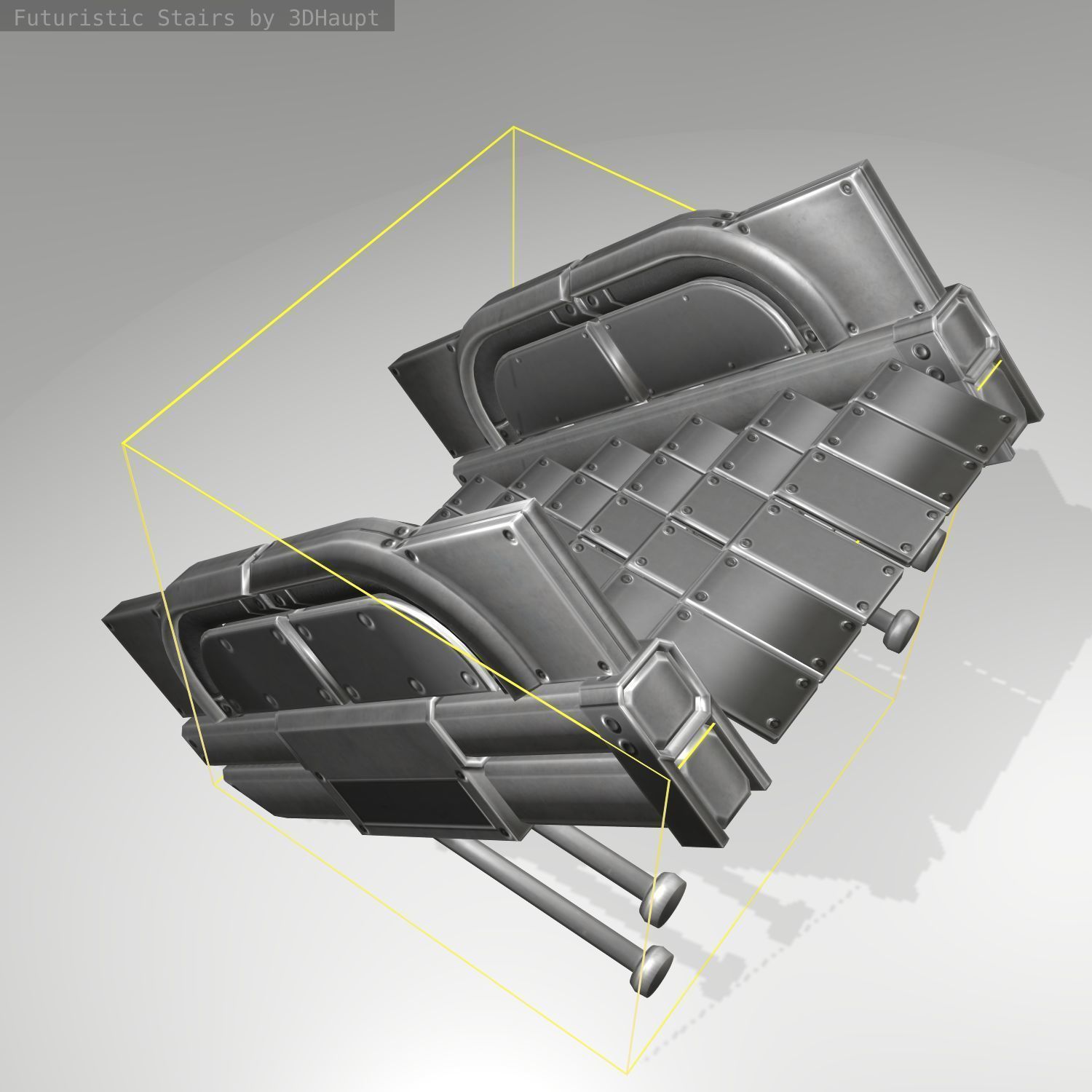 Futuristic Stairs - 21 - Basic Textures Low-poly 3D model_16