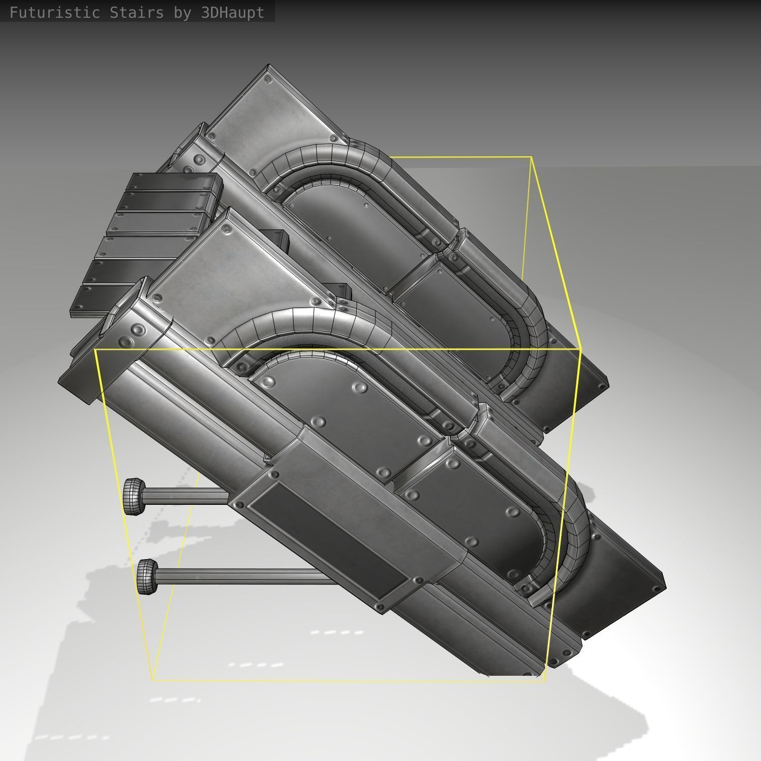 Futuristic Stairs - 21 - Basic Textures Low-poly 3D model_4