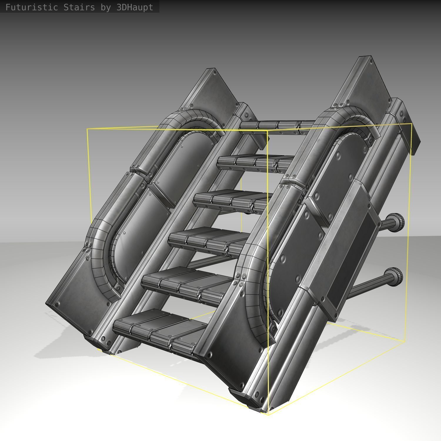 Futuristic Stairs - 21 - Basic Textures Low-poly 3D model_22