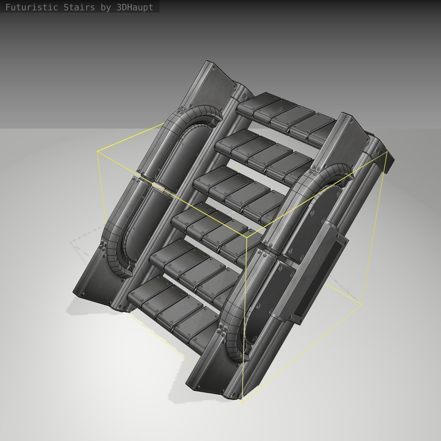 Futuristic Stairs - 21 - Basic Textures Low-poly 3D model_24