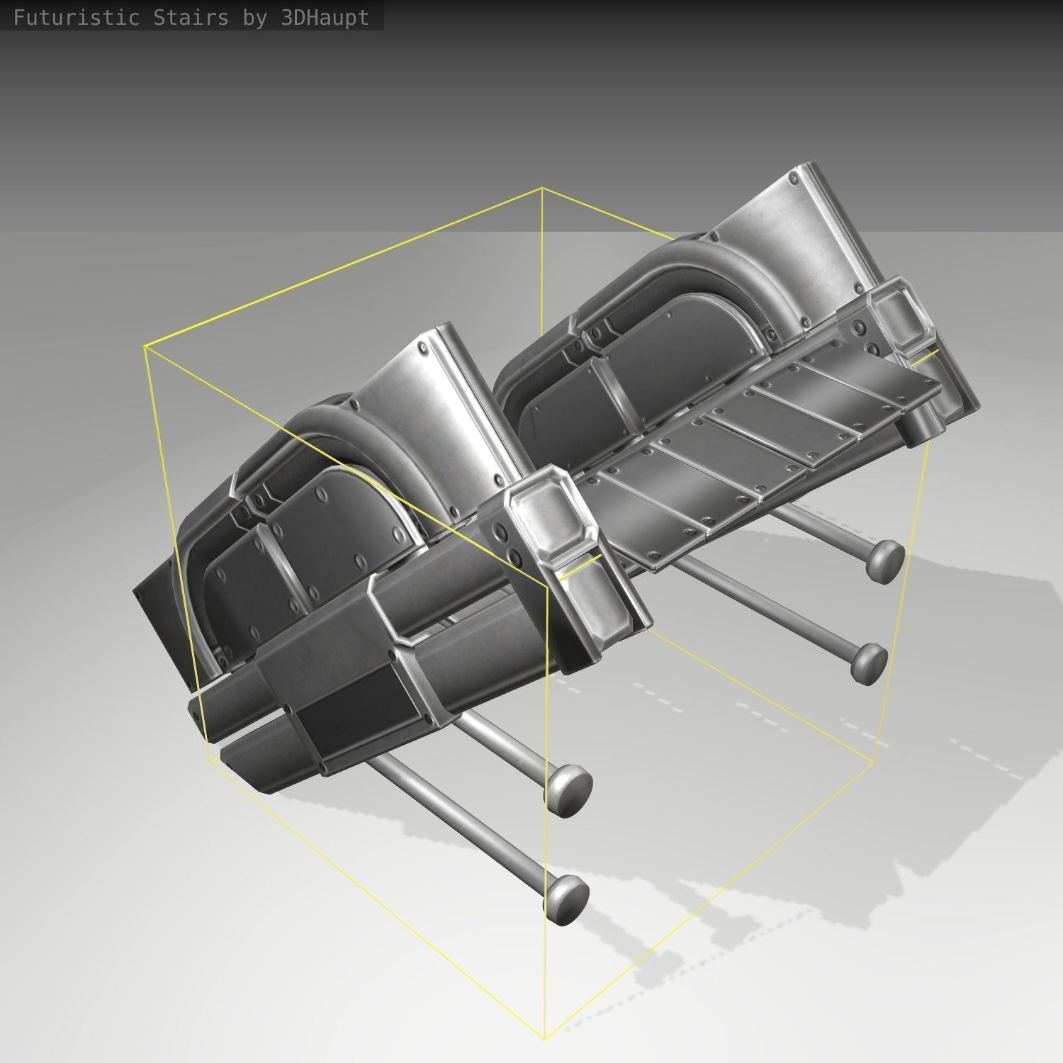 Futuristic Stairs - 21 - Basic Textures Low-poly 3D model_1
