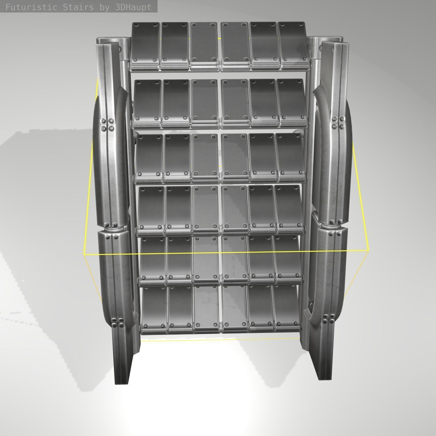 Futuristic Stairs - 21 - Basic Textures Low-poly 3D model_14