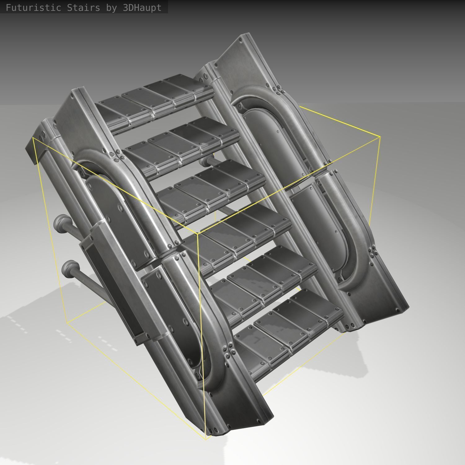 Futuristic Stairs - 21 - Basic Textures Low-poly 3D model_5