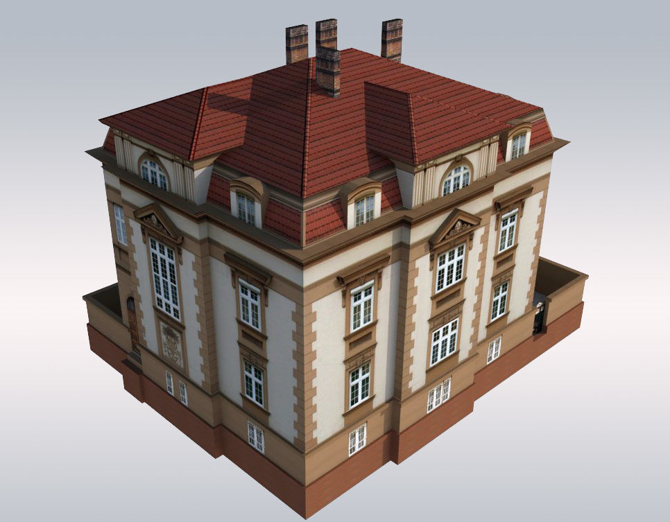 Elegant Townhouse Low-poly 3D model_3