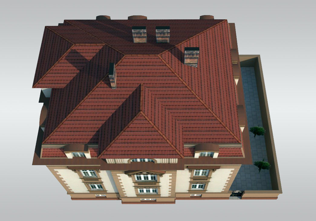 Elegant Townhouse Low-poly 3D model_2