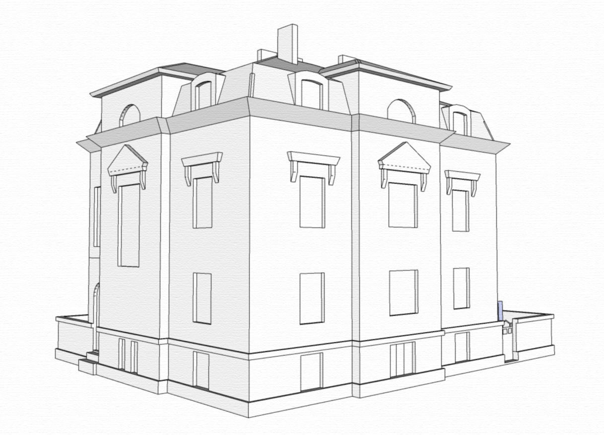 Elegant Townhouse Low-poly 3D model_4