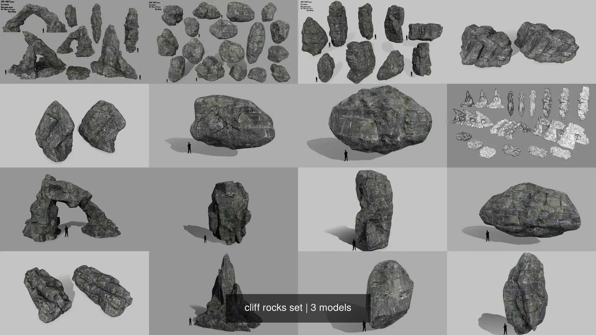 cliff rocks set 3D Model Collection_0