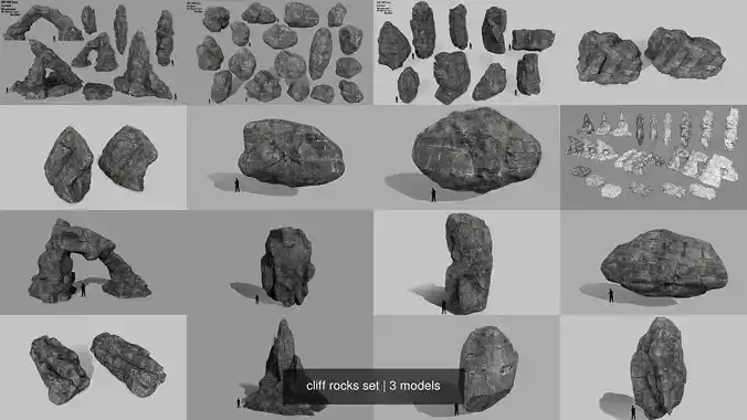 cliff rocks set 3D Model Collection