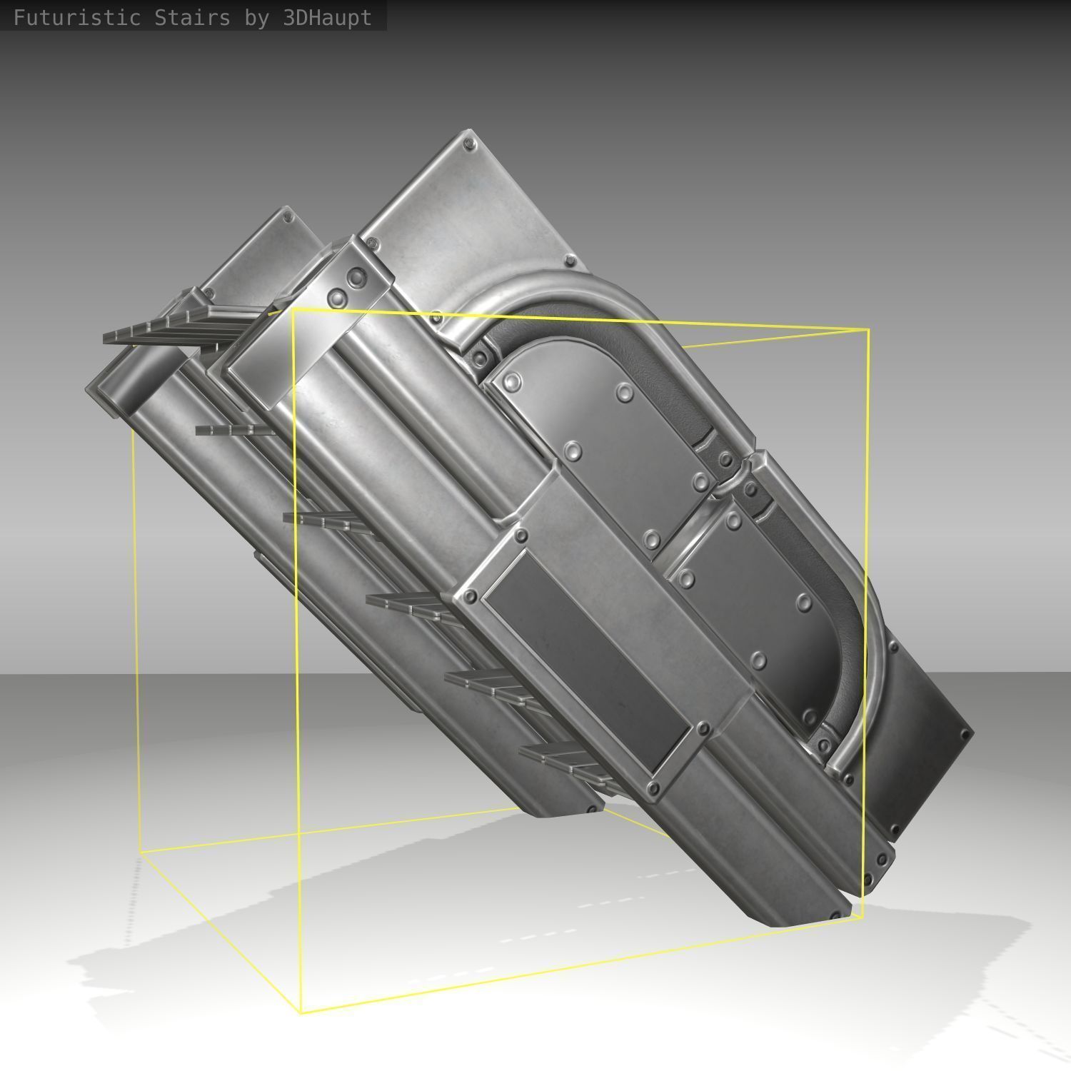 Futuristic Stairs - 22 - Basic Textures Low-poly 3D model_11